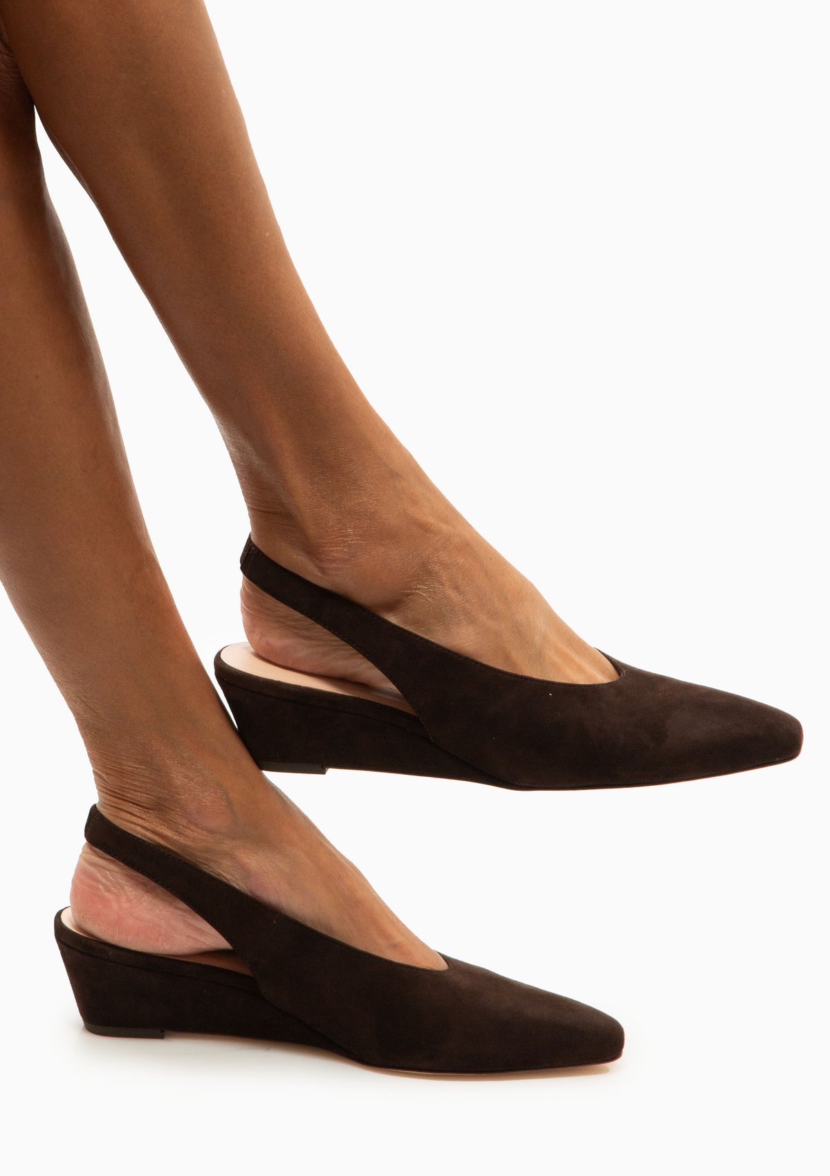 Hyla Suede Slingback Wedge | Brown