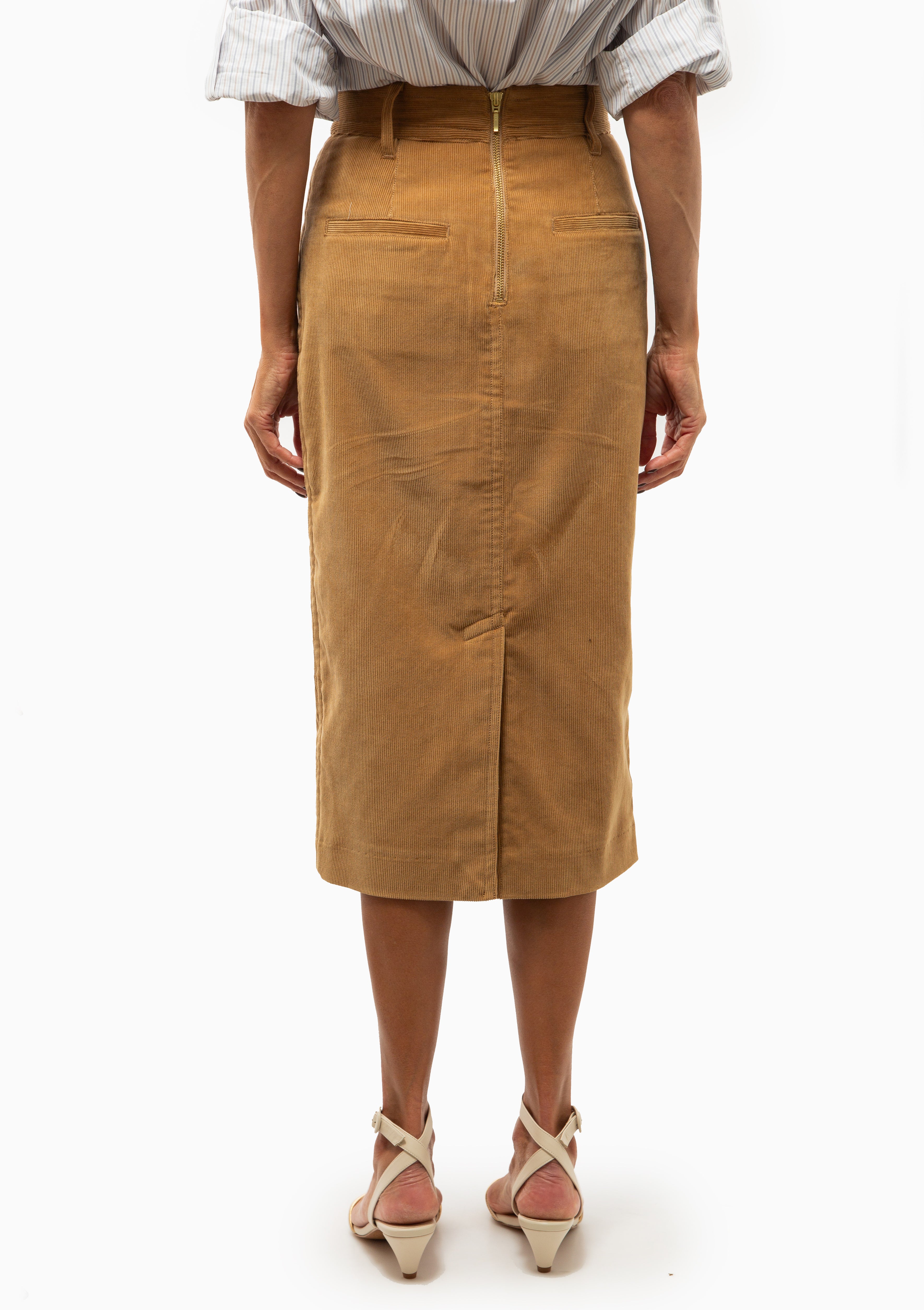 Zipper Pencil Skirt | Caramel