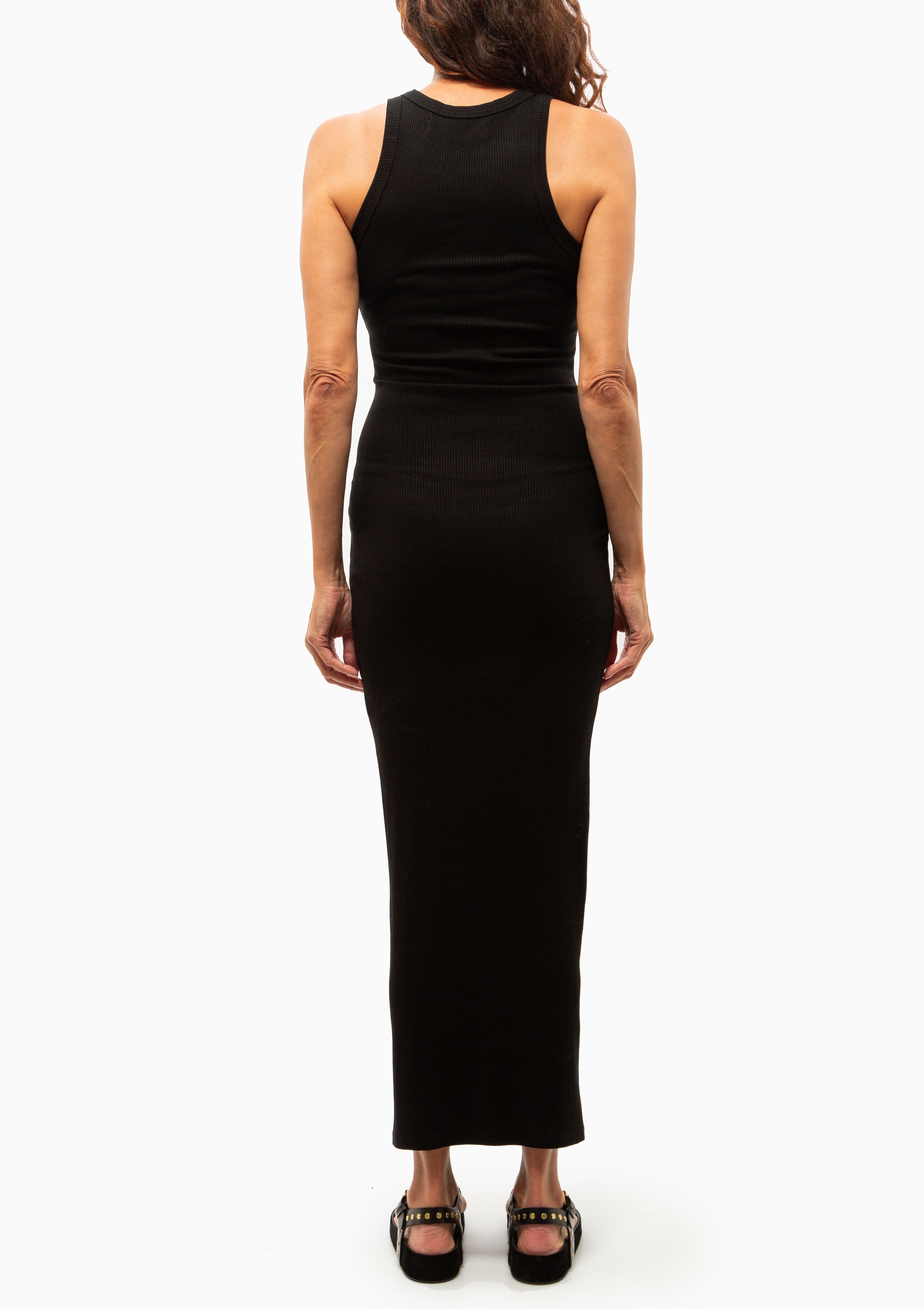 Rib Racer Maxi Dress | Black