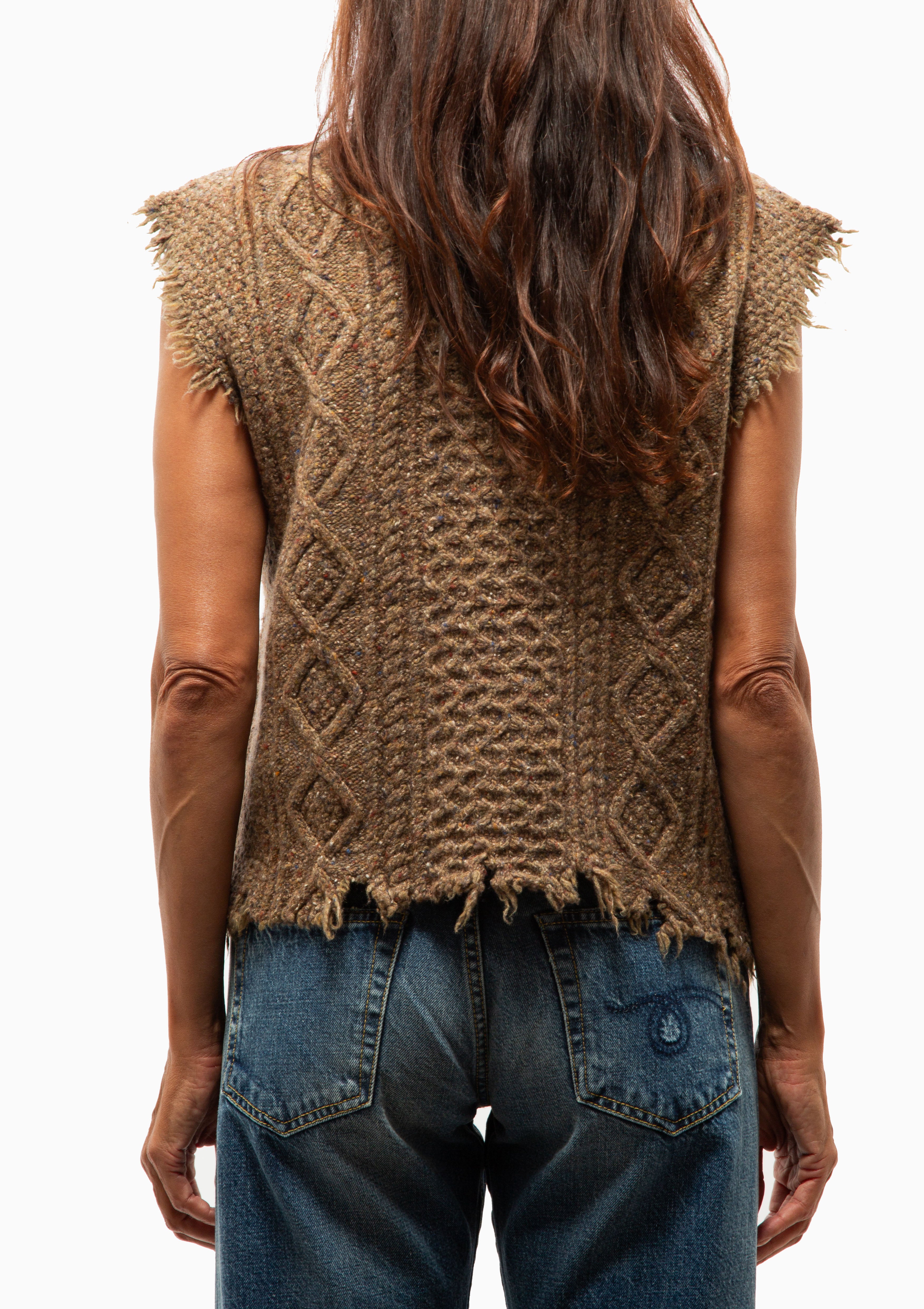 Boyfriend Cable Sweater Vest | Brown Tweed