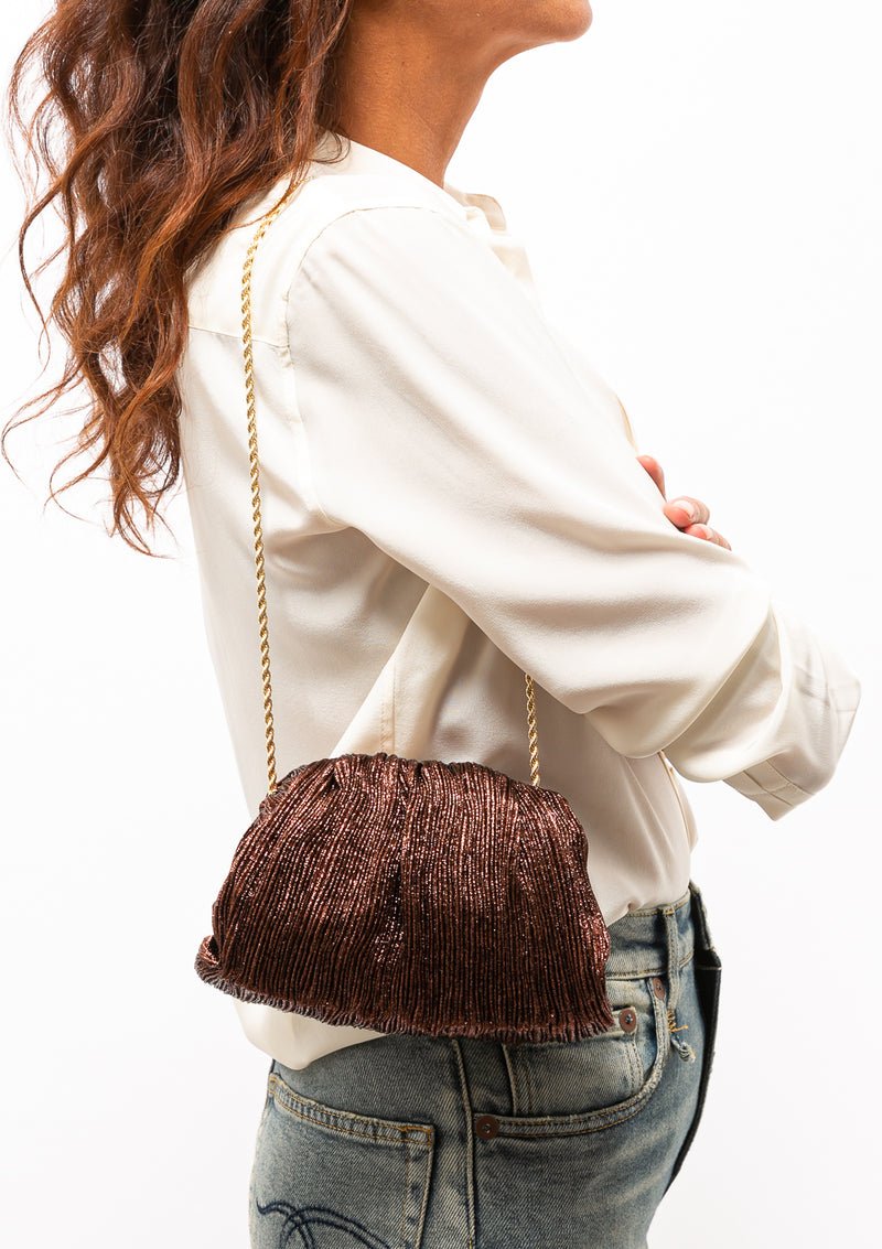 Bailey Pleated Dome Clutch | Mocha