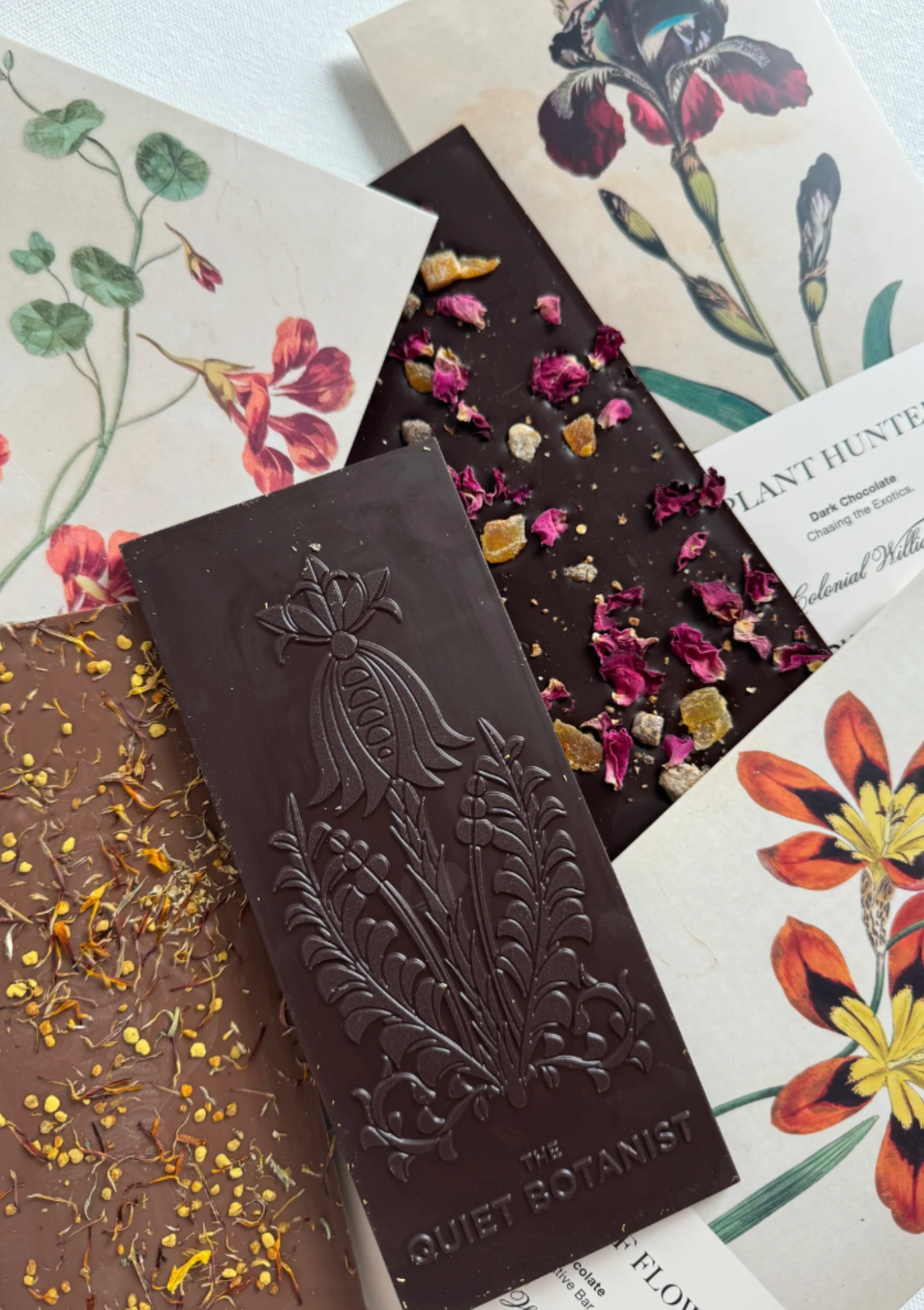 From Colonial Williamsburg, The Quiet Botanist Language of Flowers Chocolate bar, available at Diani.