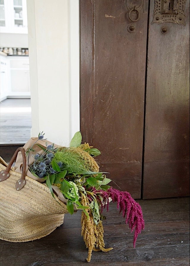 Leather Strap Shopping Basket