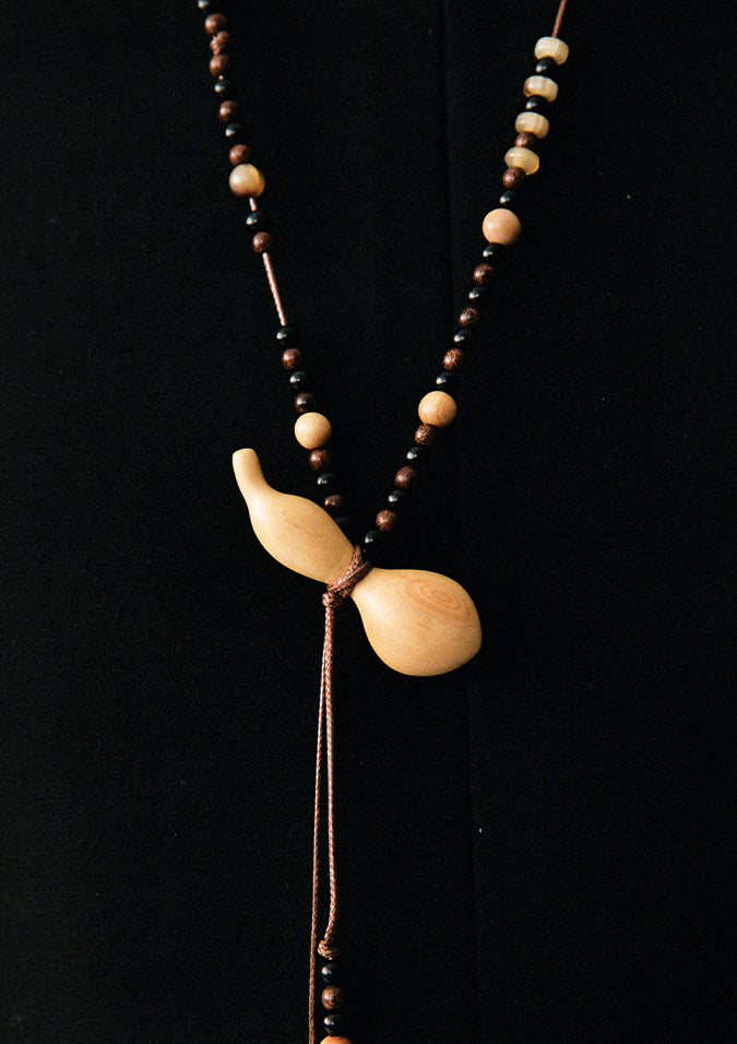 Hidden Gold, Boxwood Drawstring Necklace