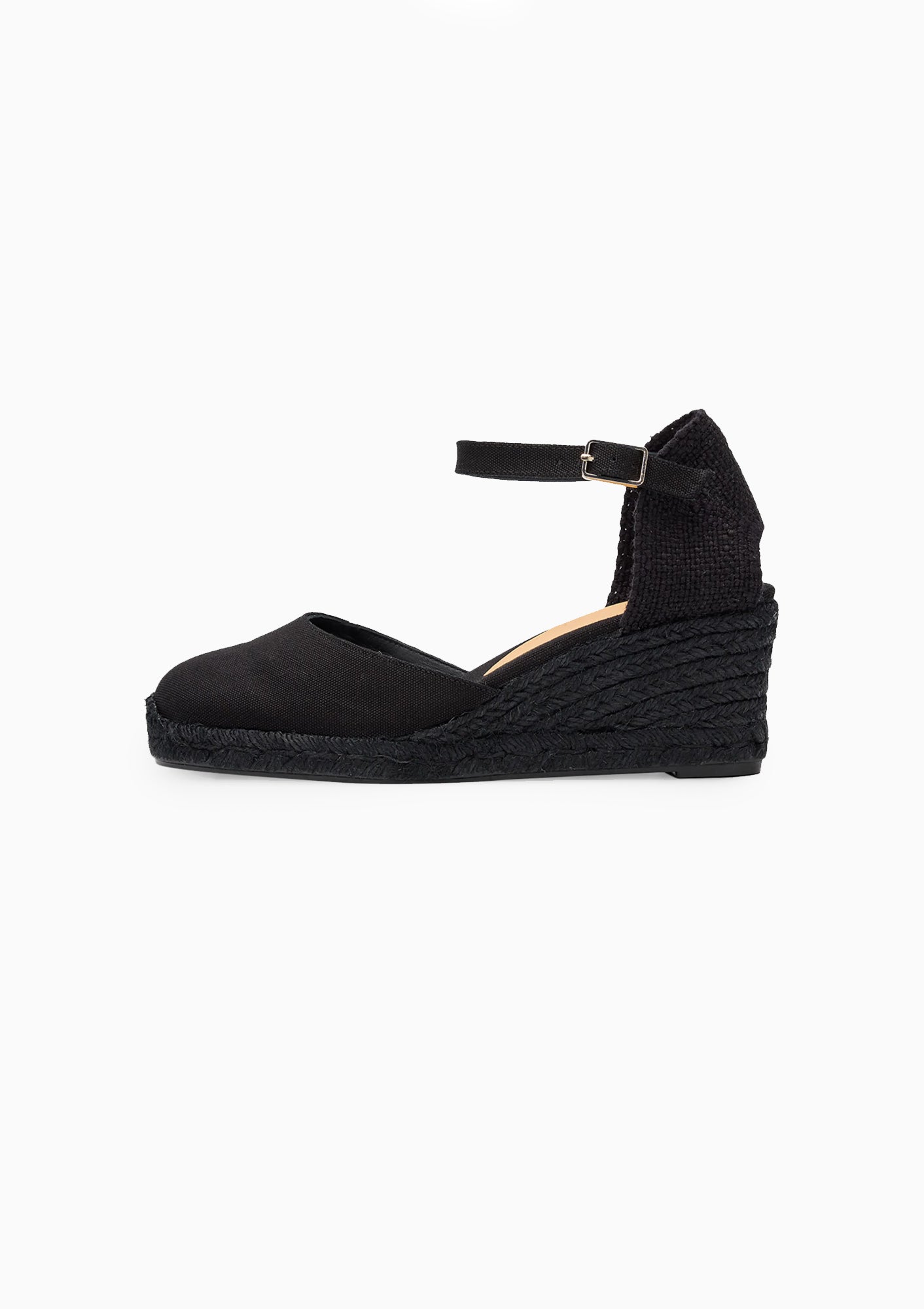 Carol Canvas Tinted Jute Wedge 3" | Negro