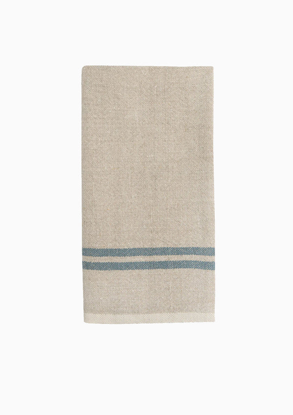 Vintage Linen Towels Set of 2 | Natural/Blue