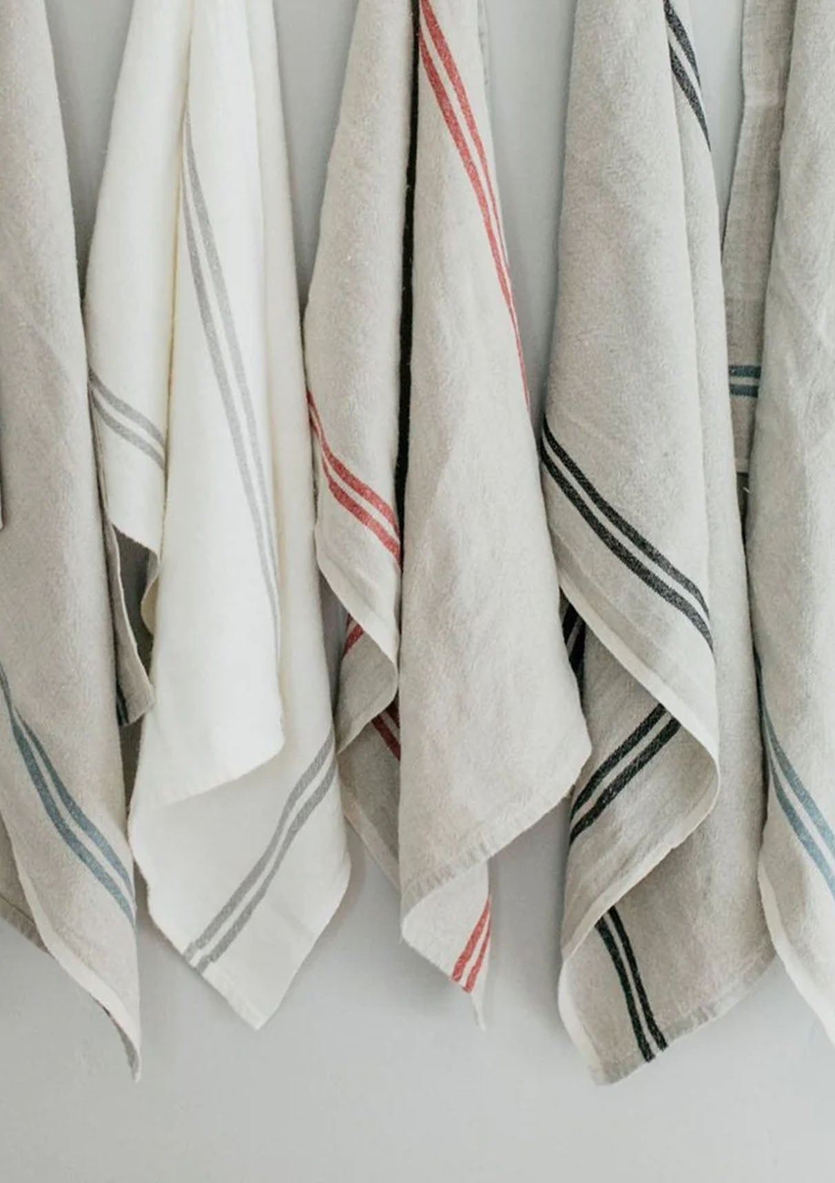 Vintage Linen Towels Set of 2, Natural/Ivory