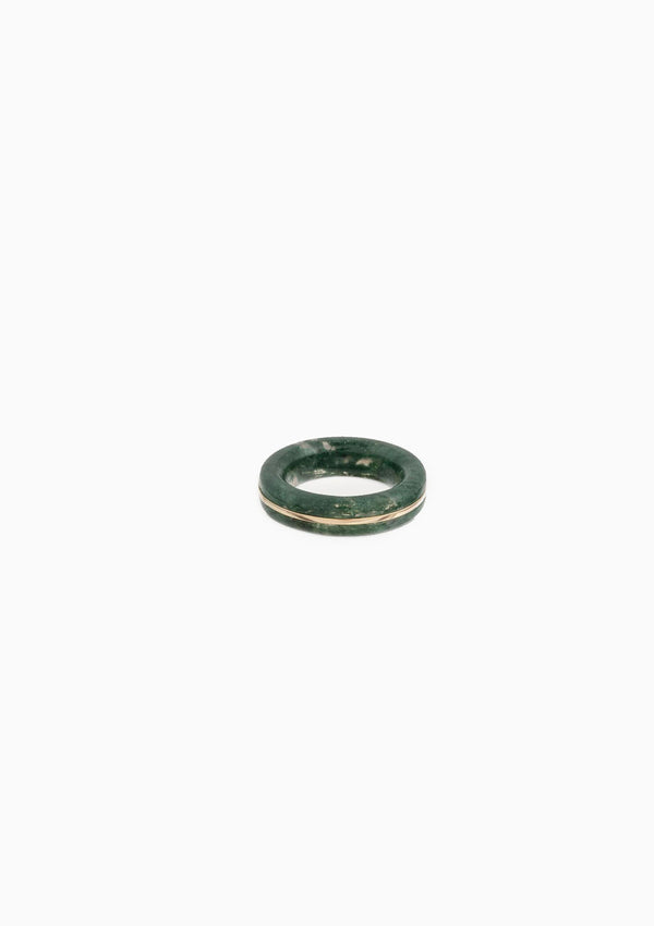 14K Essential Gem Stacking Ring | Moss Agate
