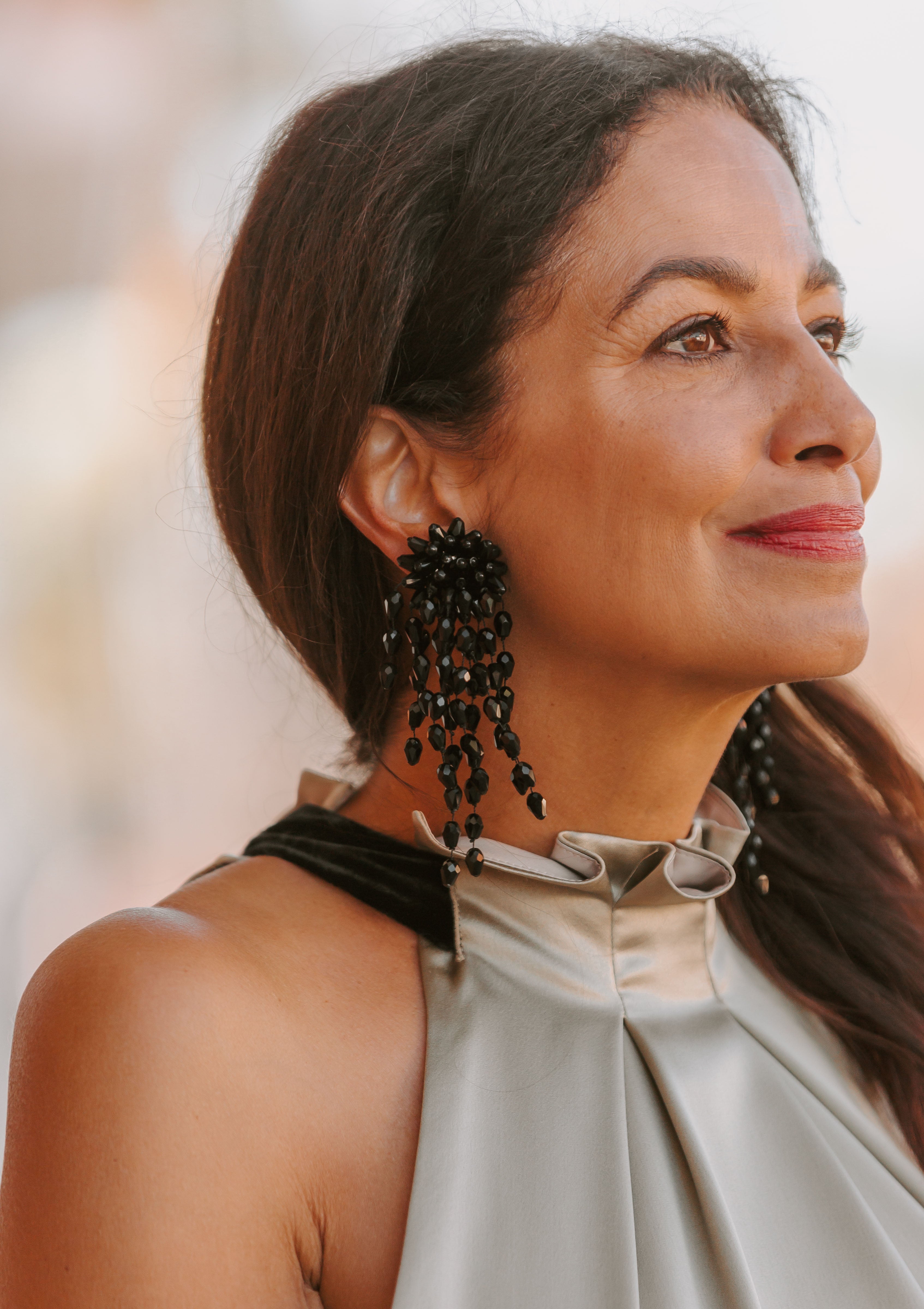 Hanabi Earrings | Black/Silver
