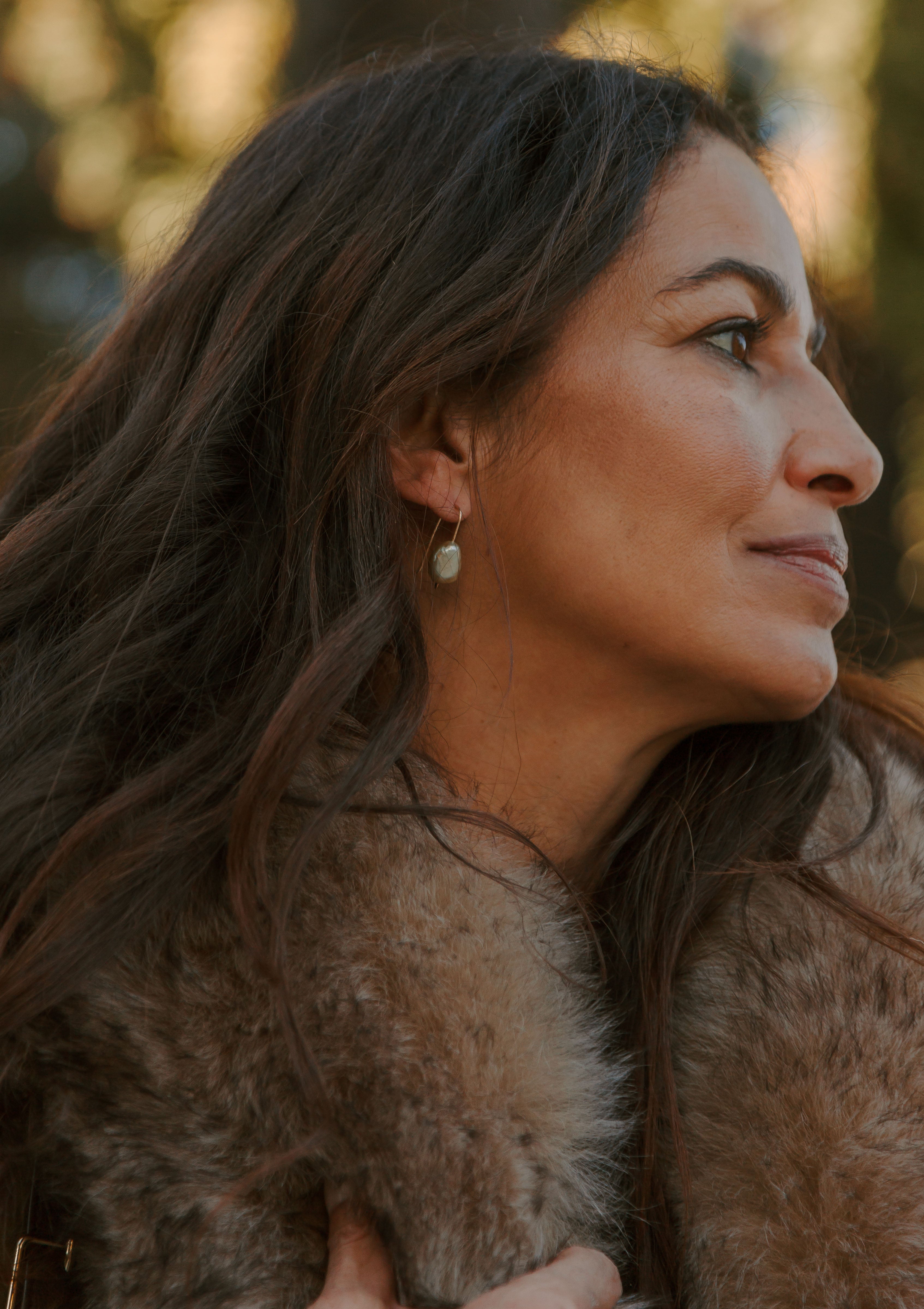 Petite Baroque Pearl Drop Earrings | Golden