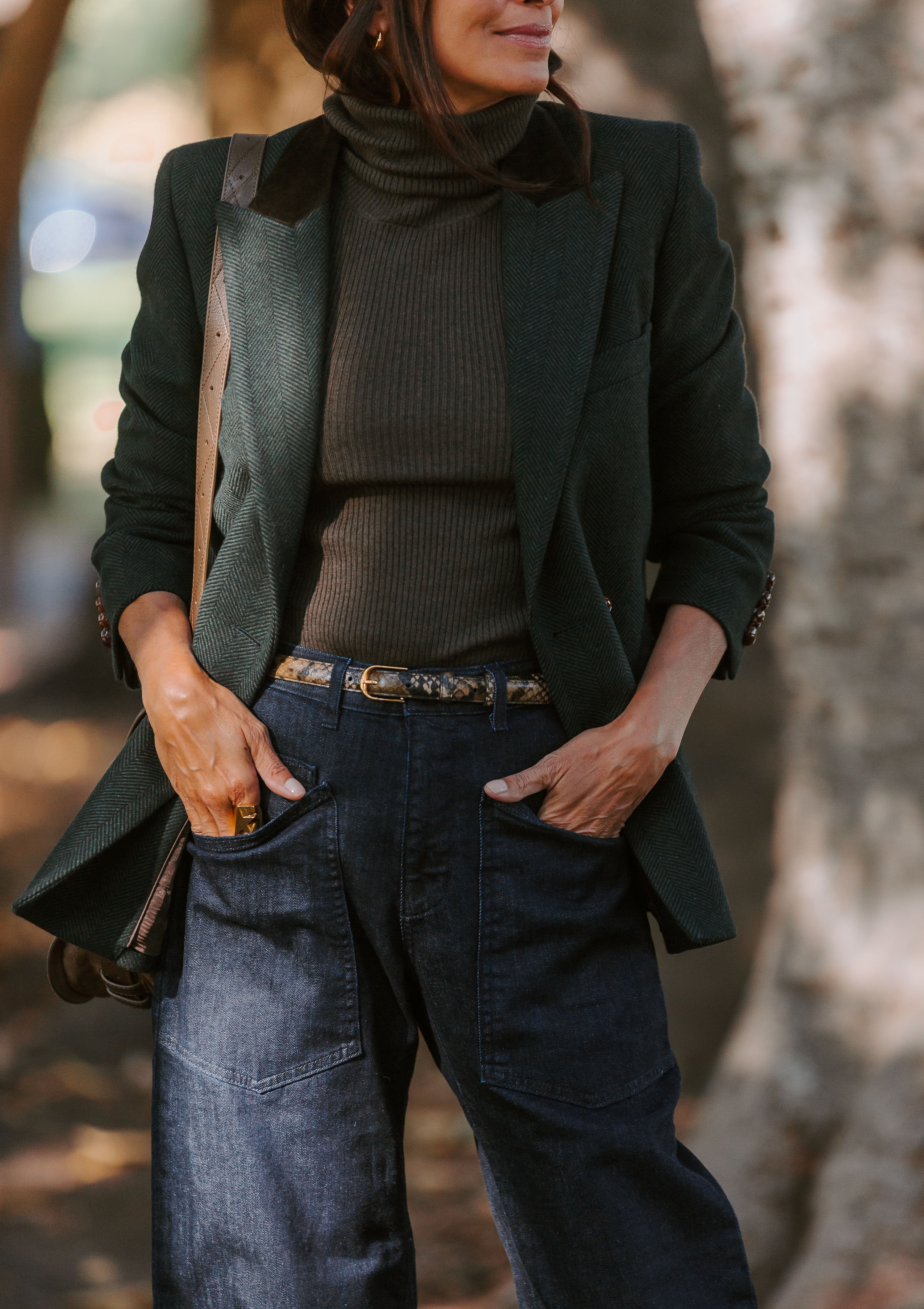 Jane Belt | Brown Snakeskin/Antique Brass