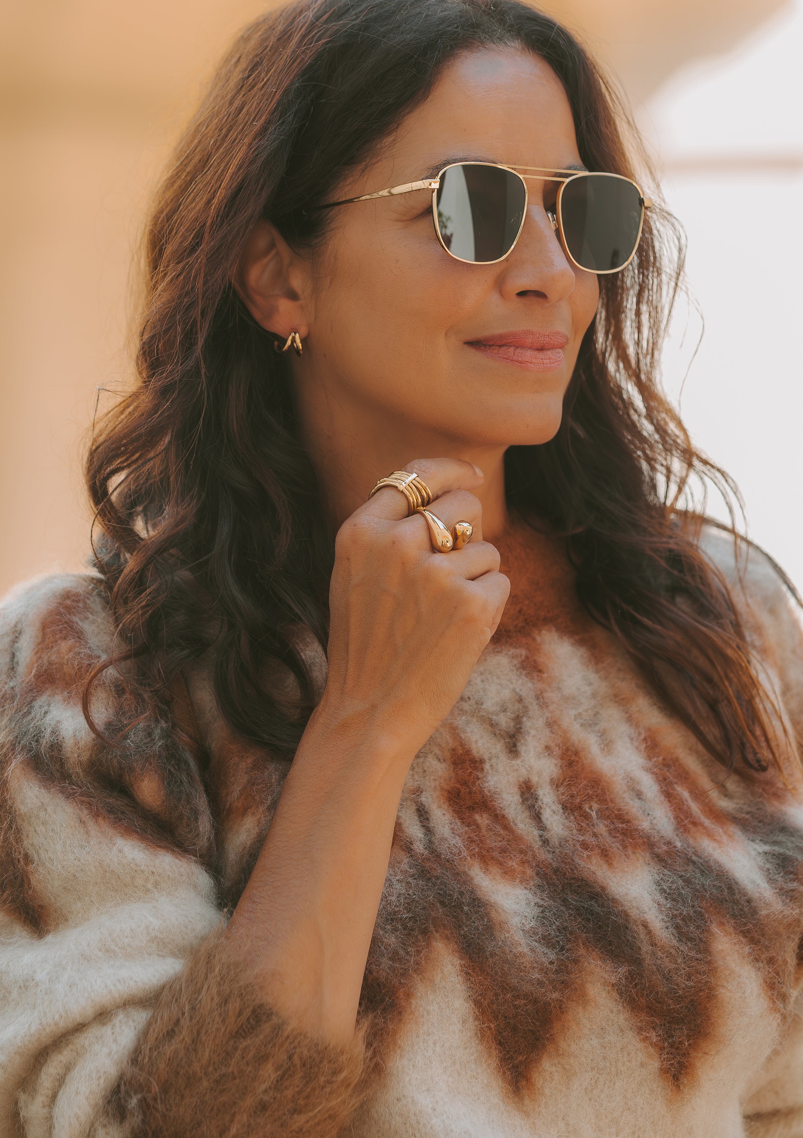 Roger Aviator Style Sunglasses | Gold/Green