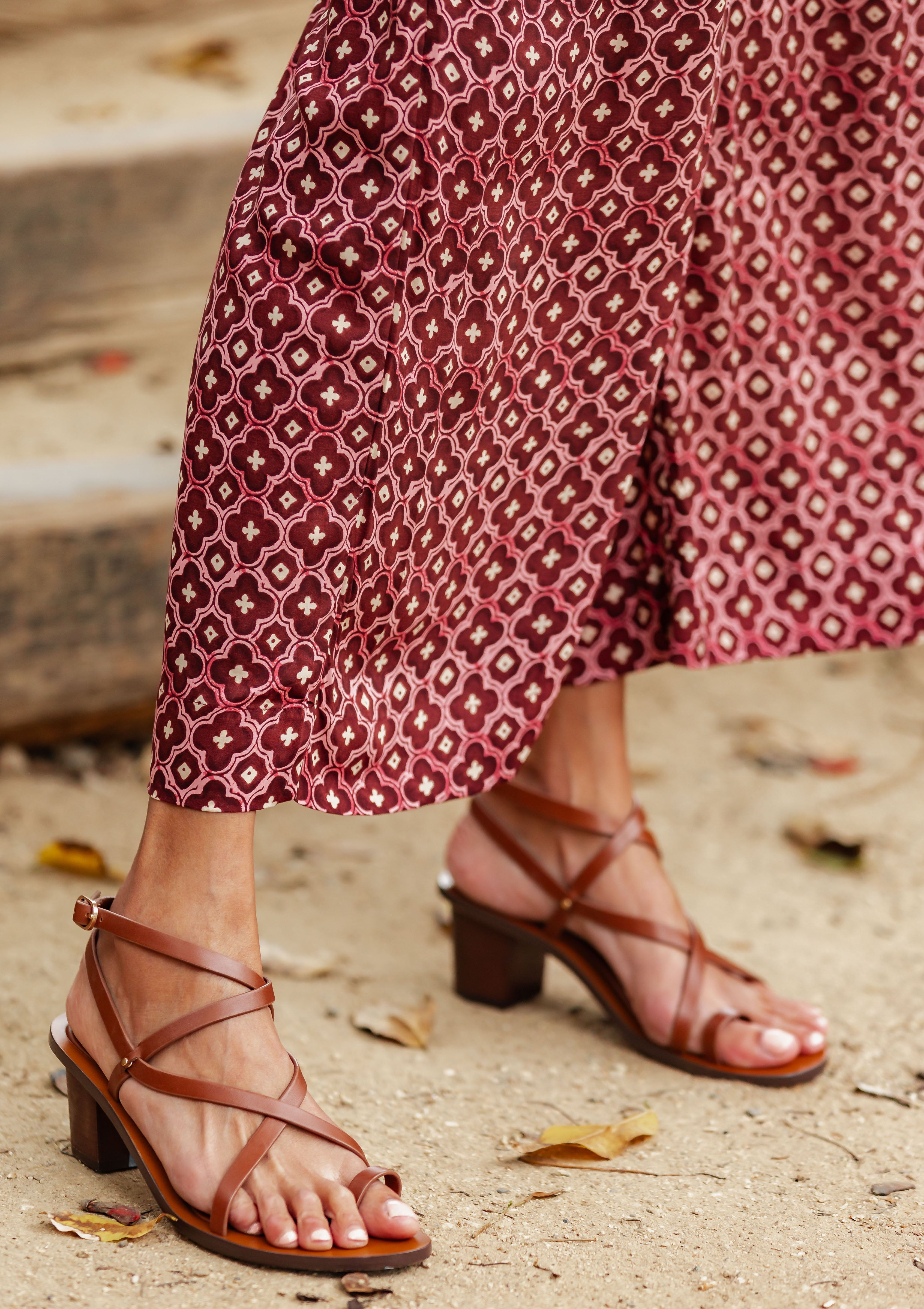 Leather Heeled Sandals 55mm | Cognac