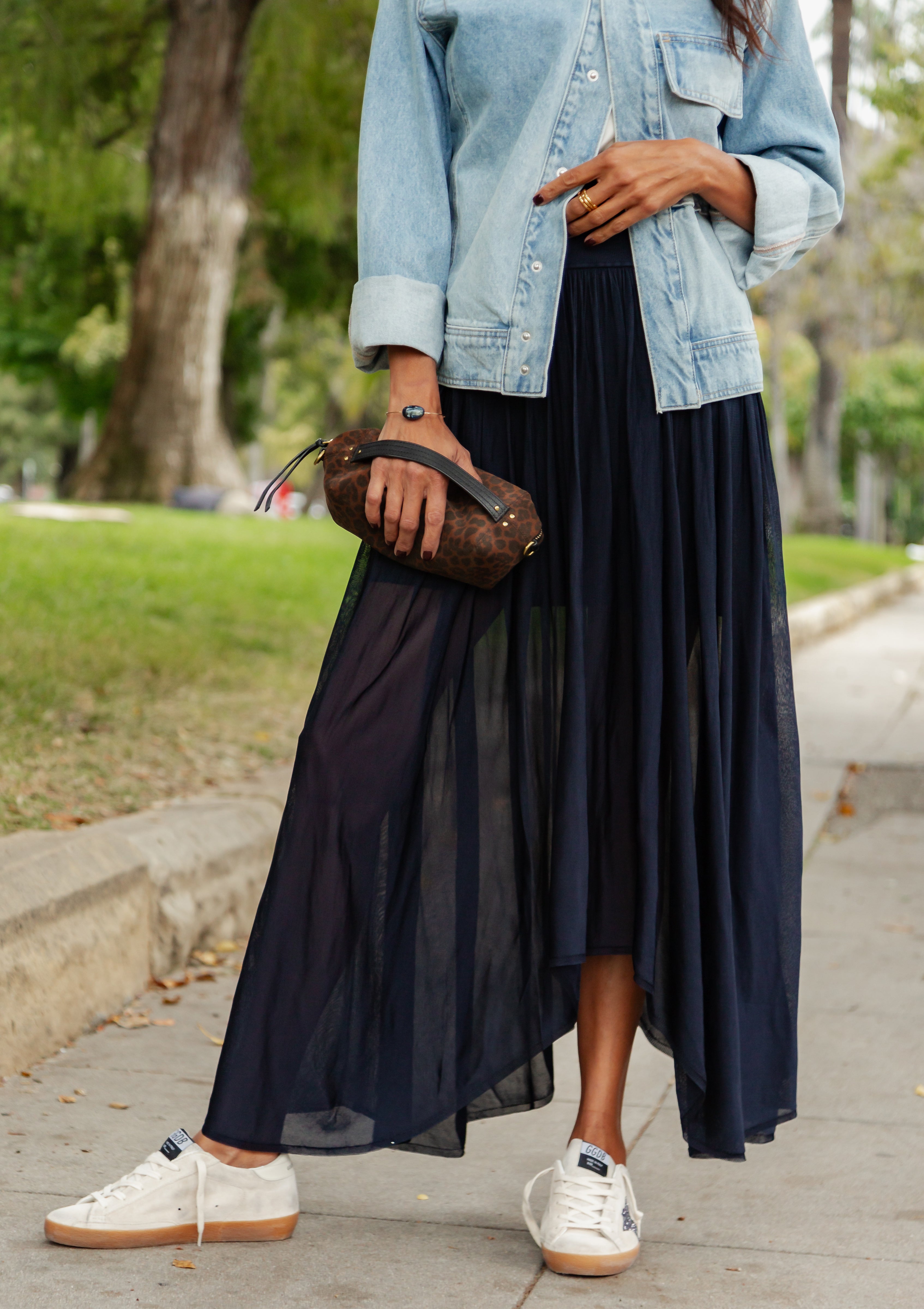 Wave Midi Skirt | Navy Blue