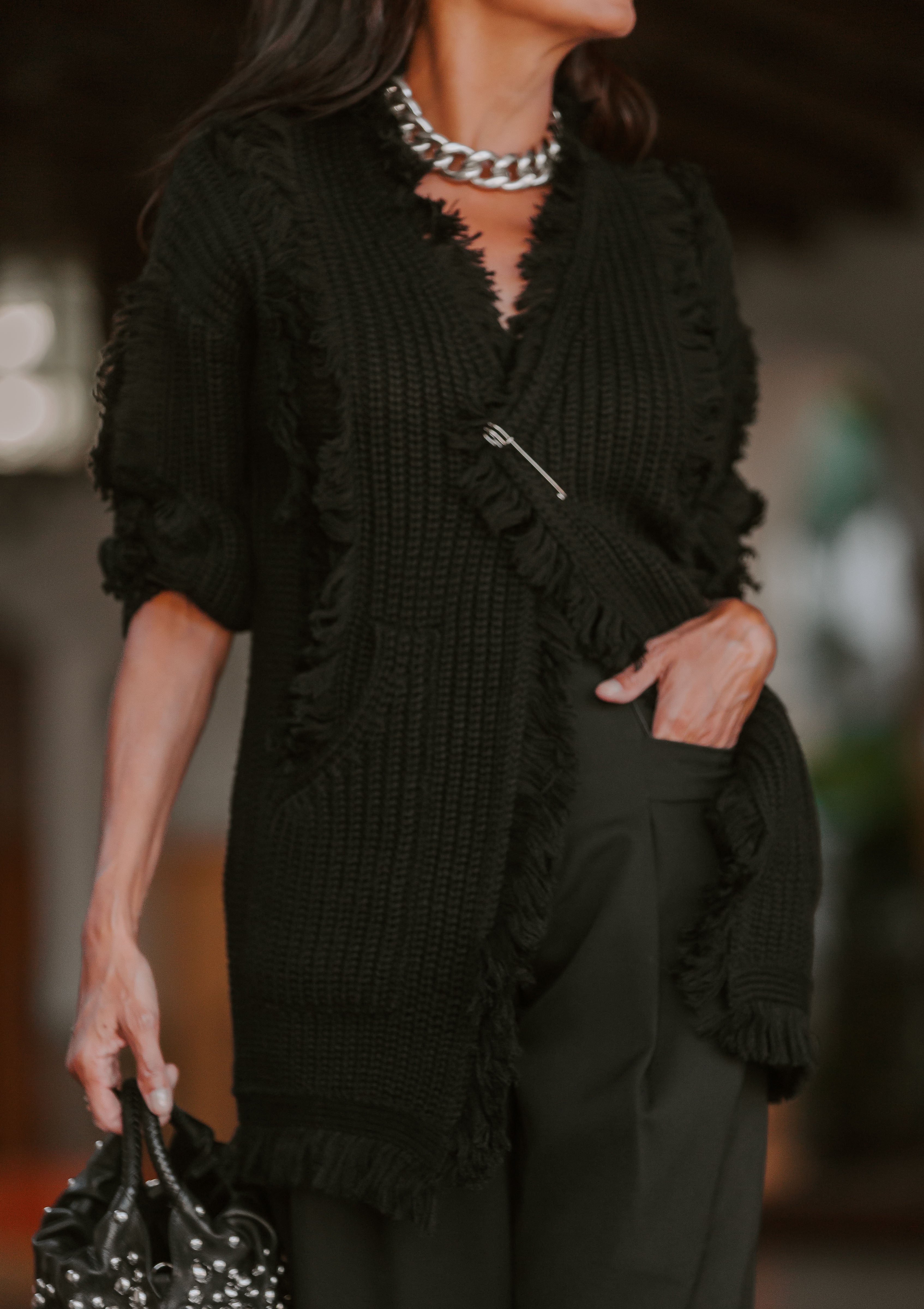 Fringe Cardigan | Black