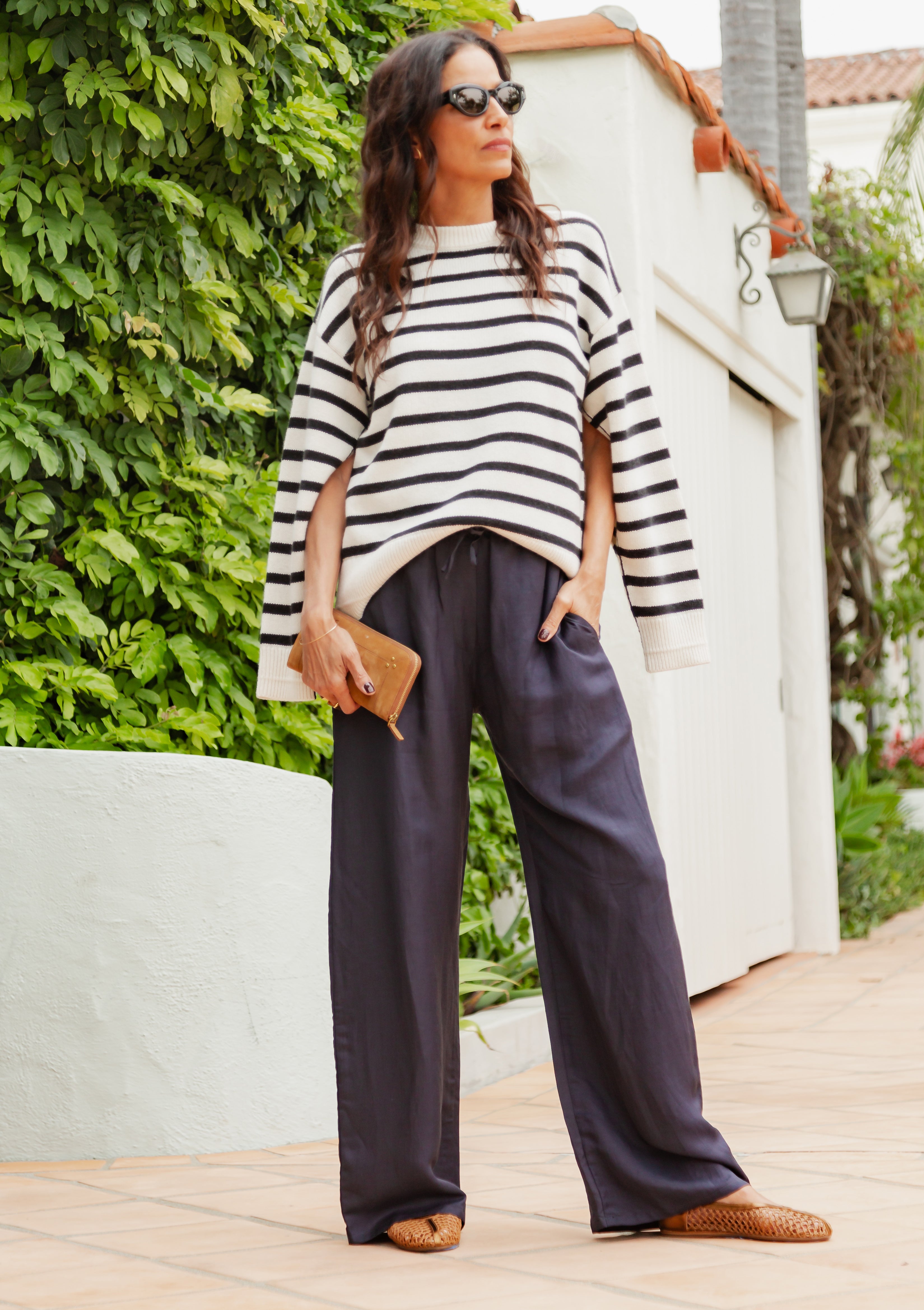 Ladder Stitch Crew | Ivory/Black Stripe