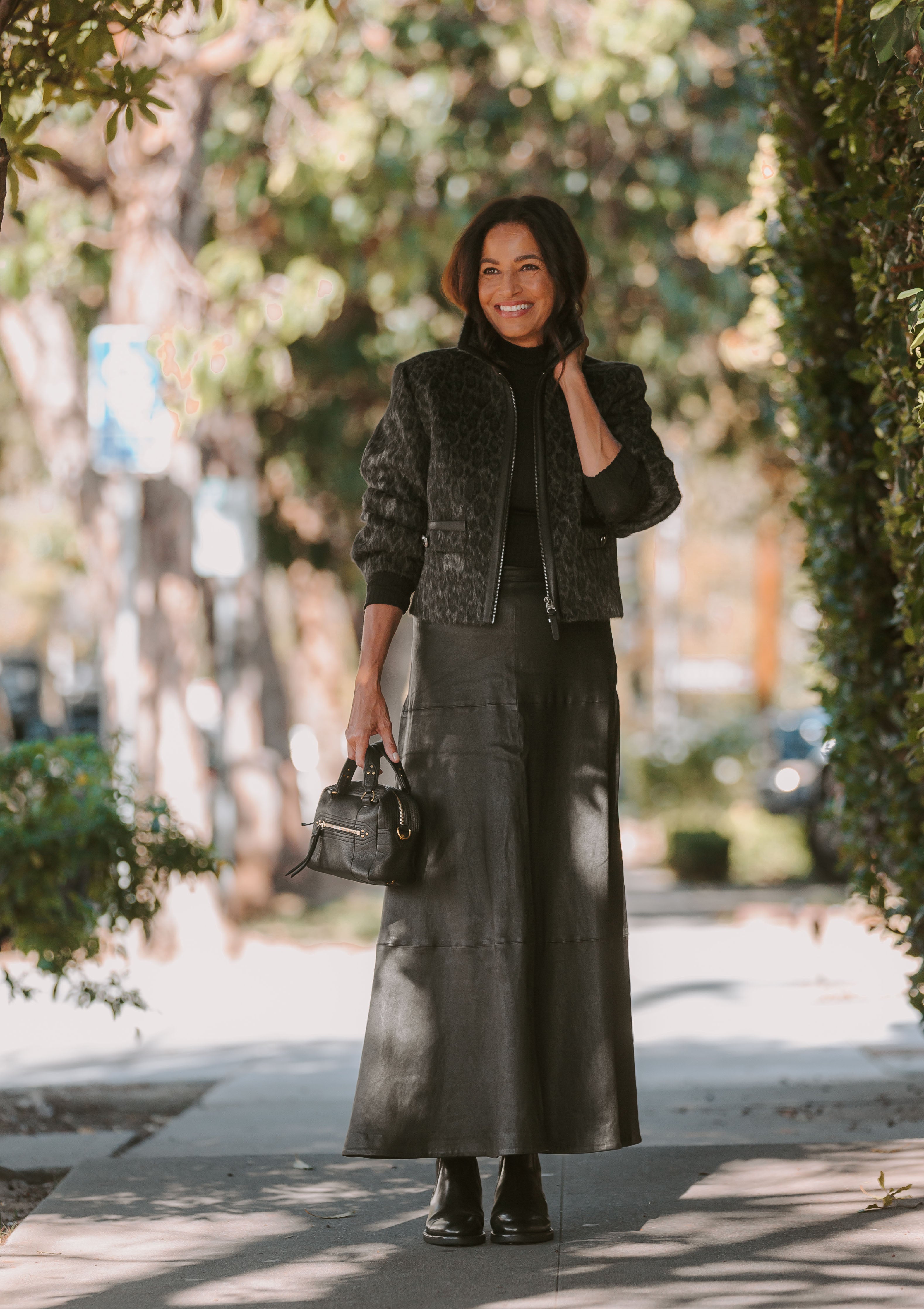 Lorah Cropped Leather Jacket | Black Multi