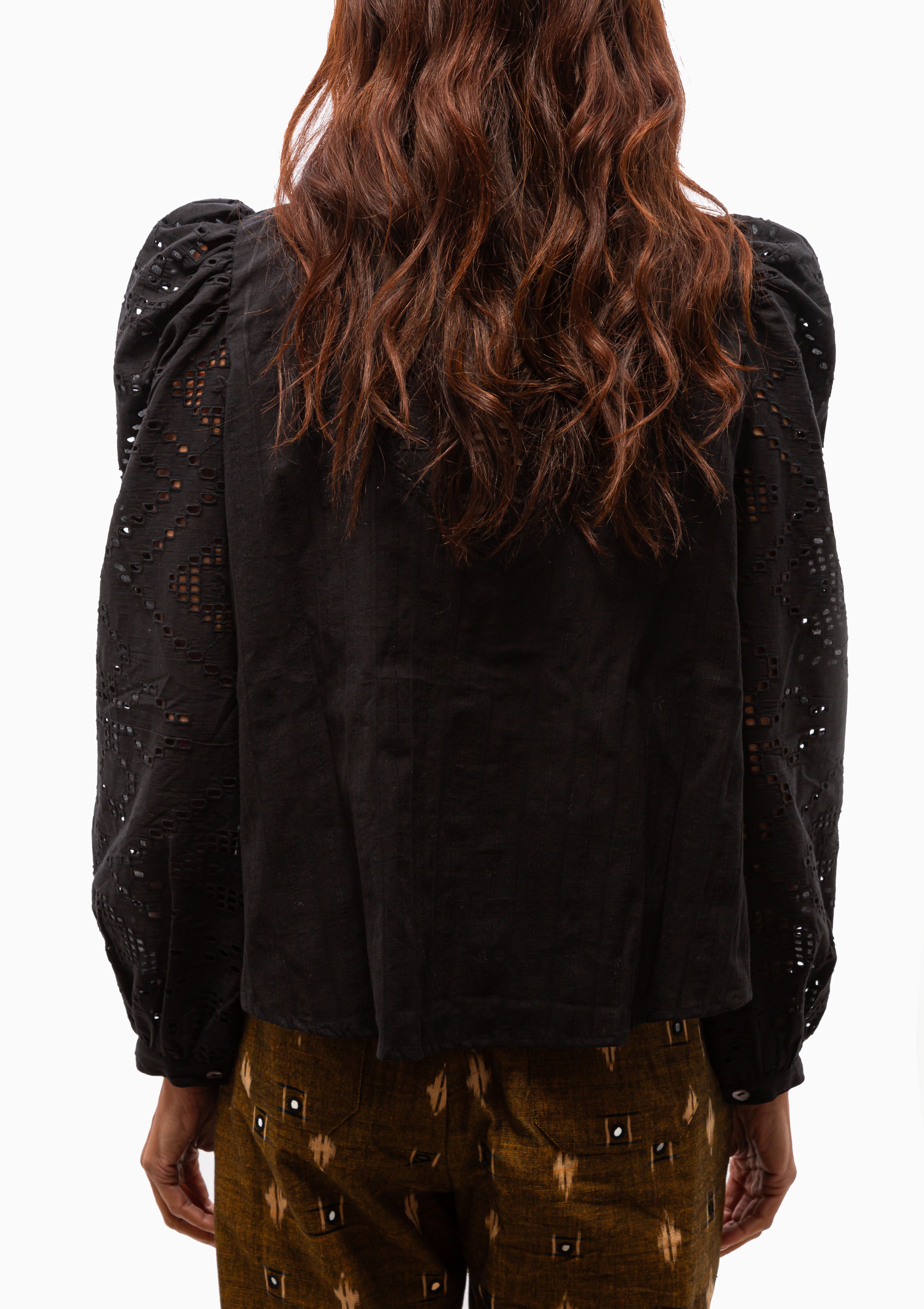 Annabel Ebony Eyelet Shirt | Black Ebony