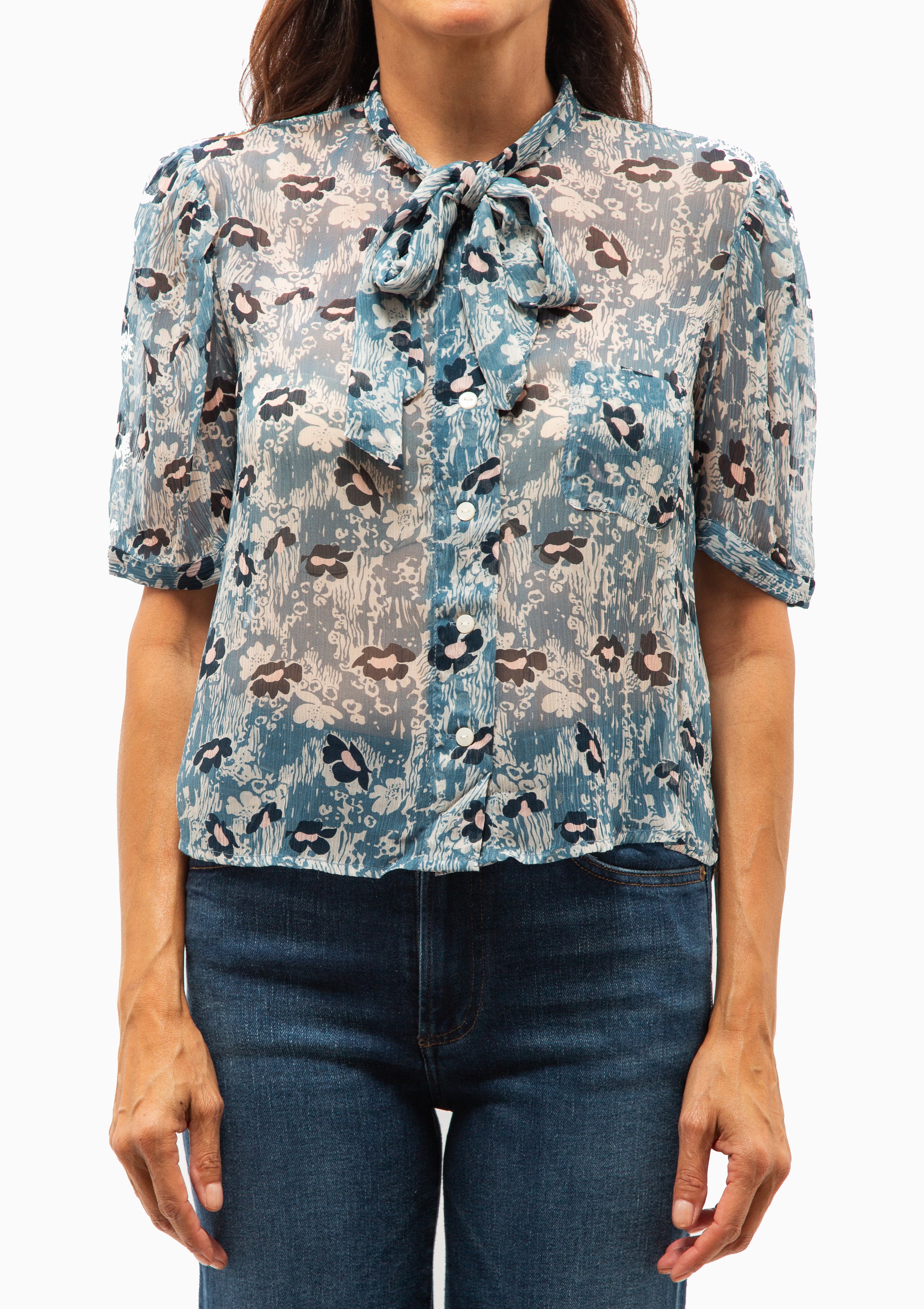 Chance Water Flower Shirt | Medium Blue