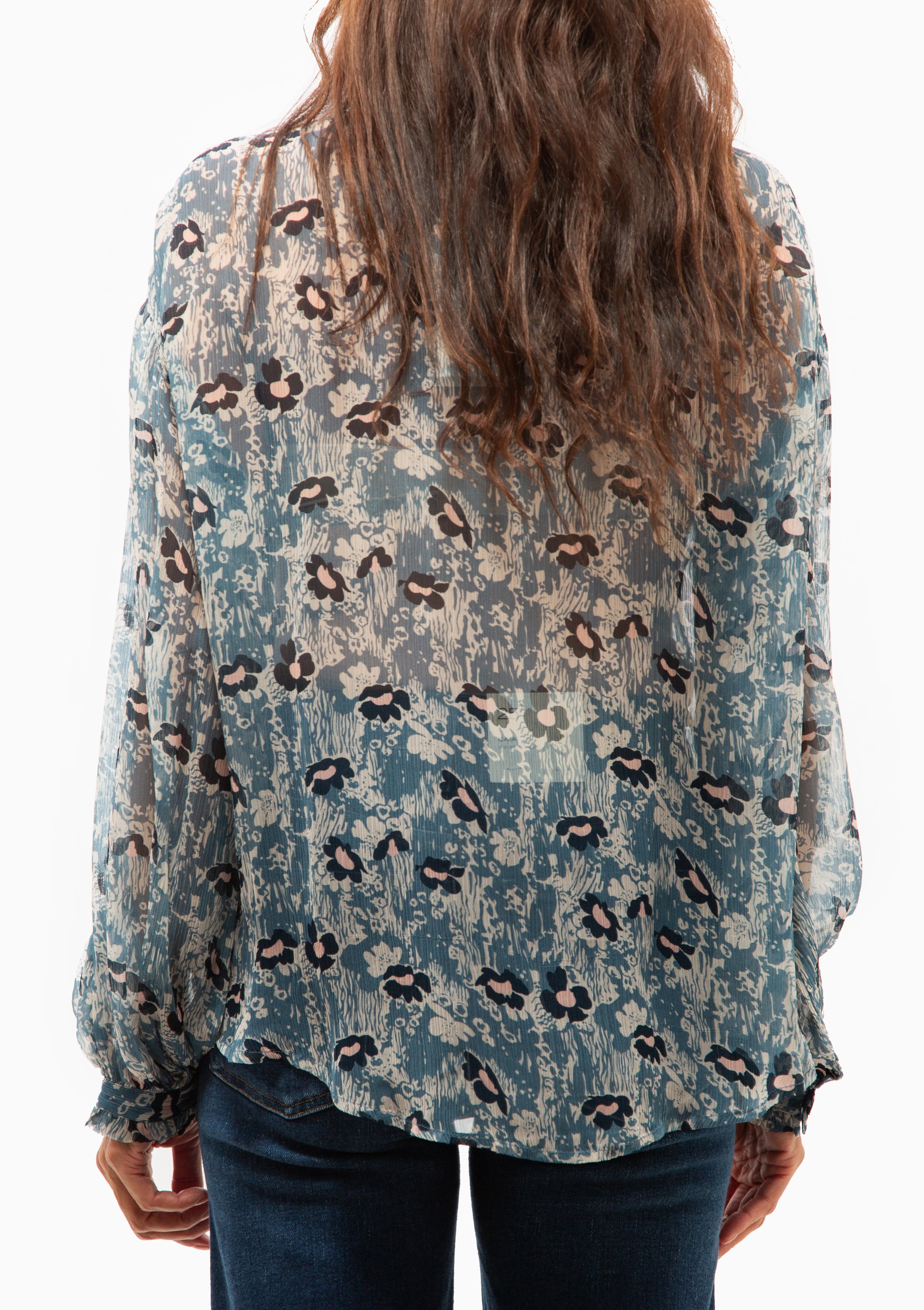 Poet Water Flower Blouse | Medium Blue