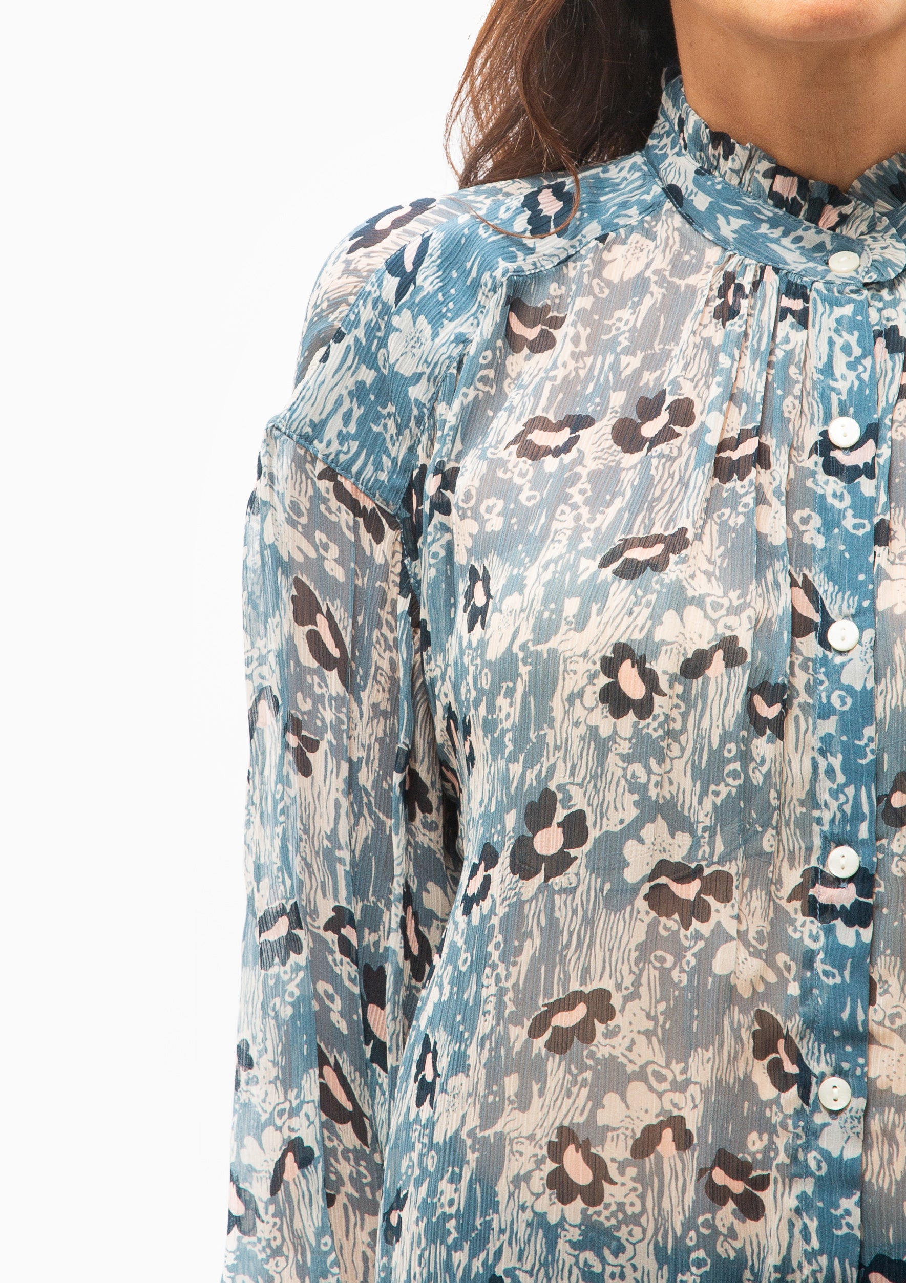 Poet Water Flower Blouse | Medium Blue