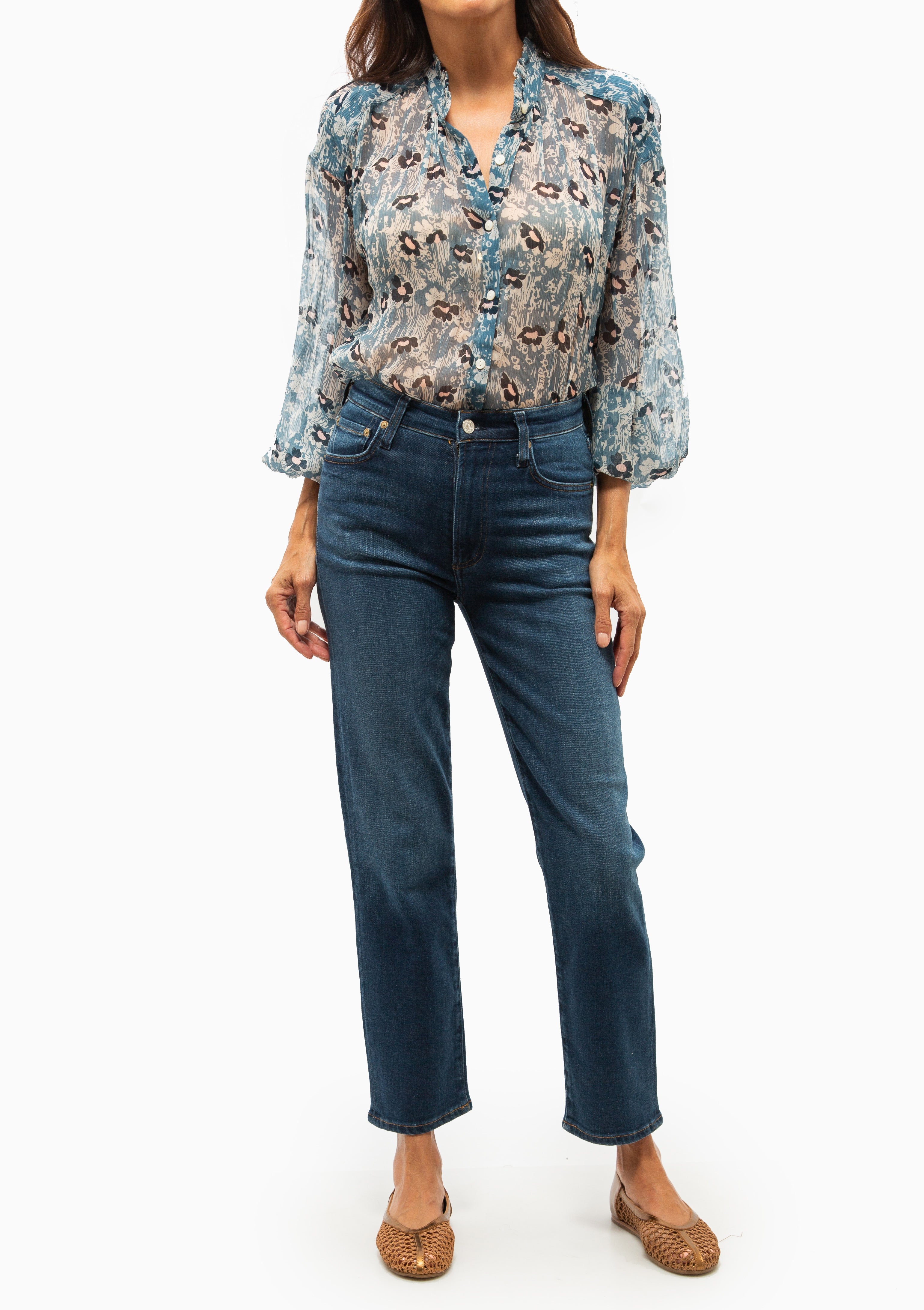 Poet Water Flower Blouse | Medium Blue