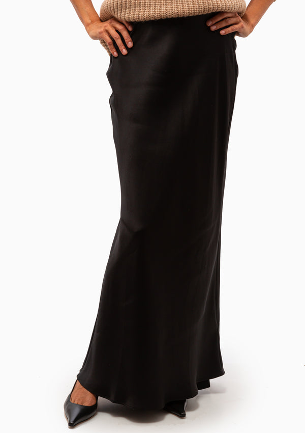 Bar Silk Maxi Skirt | Black