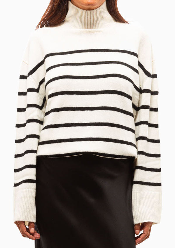 Courtney Sweater | Ivory & Black Stripe