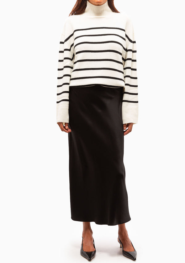 Courtney Sweater | Ivory & Black Stripe