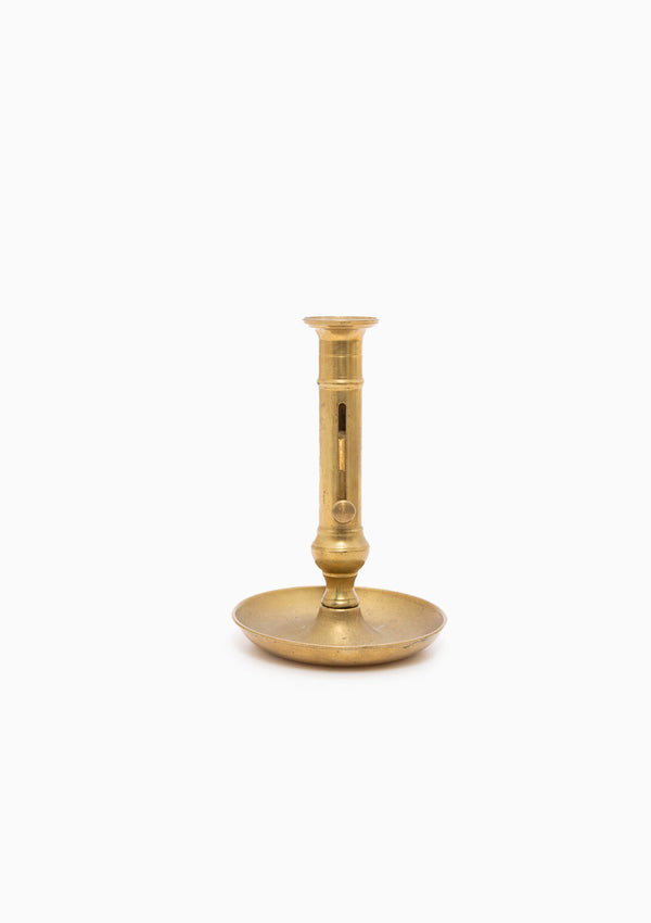 Antique English Brass Push-Up Candlestick | 7.5" Single