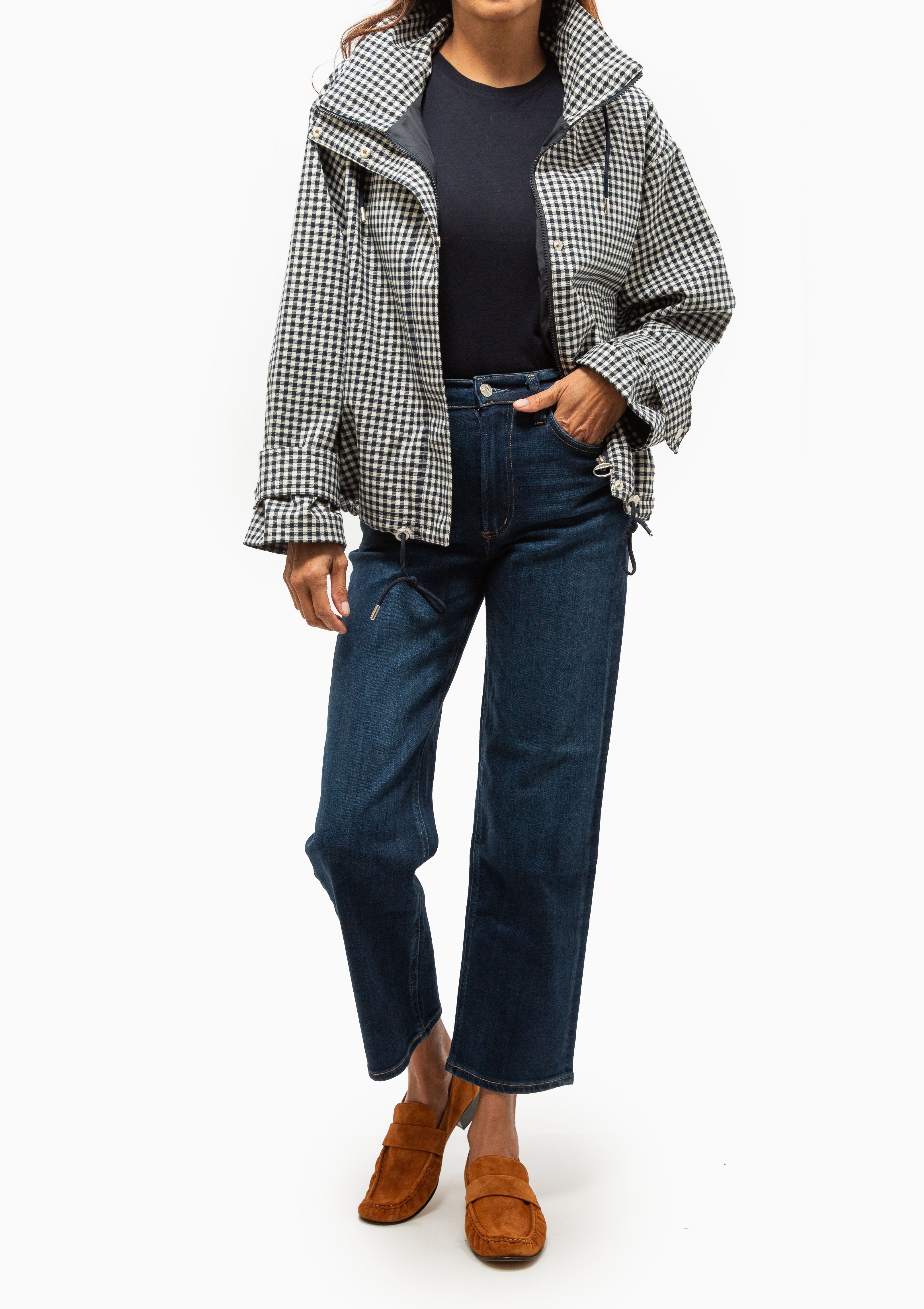 Bronwyn Check Showerproof Jacket | Navy Gingham