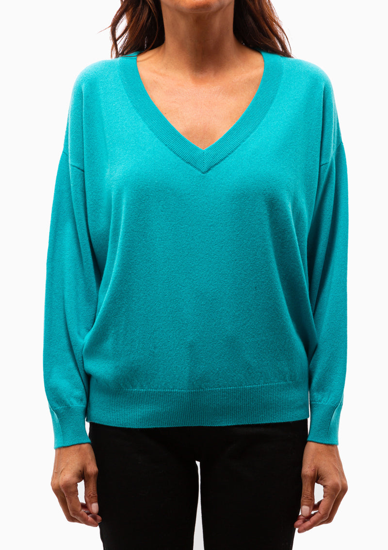 Jade V Sweater | Tropical Blue