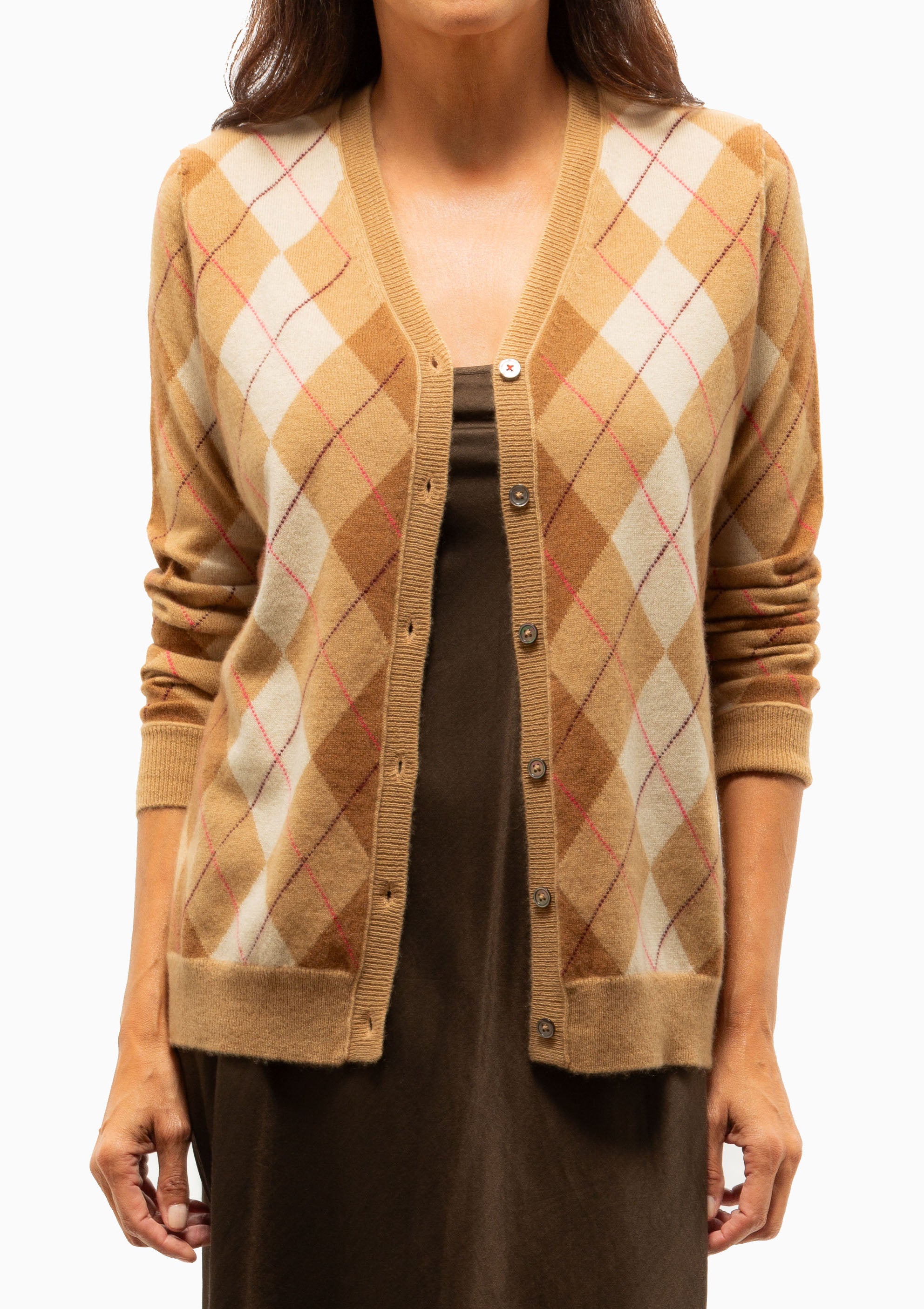Argyle Cardigan | Camel