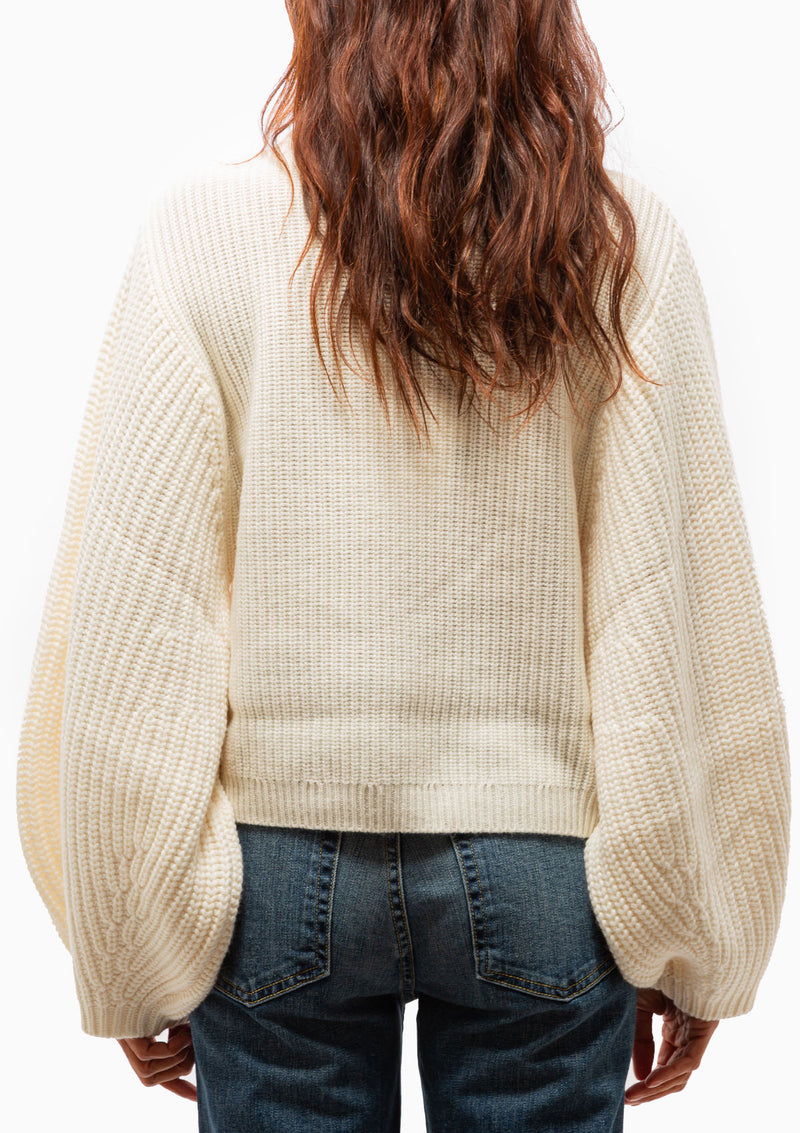 Balloon Sleeve Crew Neck | Mozzarella