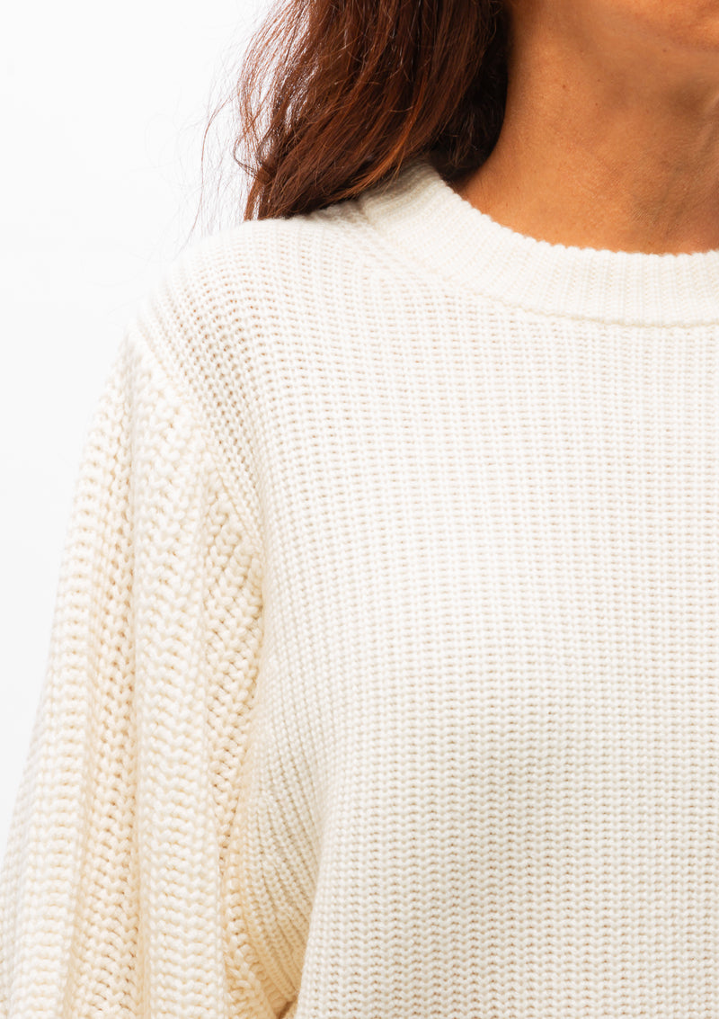 Balloon Sleeve Crew Neck | Mozzarella