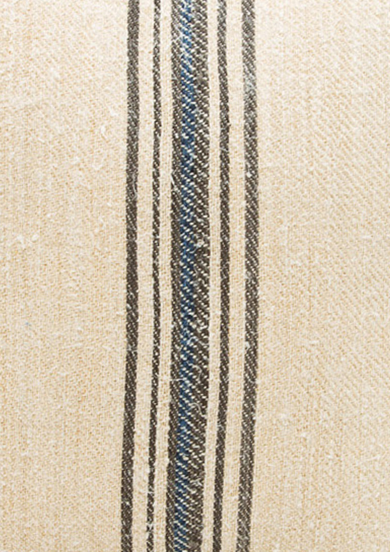 Black/Navy Stripe Grain Sack Cushion | 17.5" x 17.5"