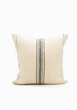 Black/Navy Stripe Grain Sack Cushion | 17.5" x 17.5"