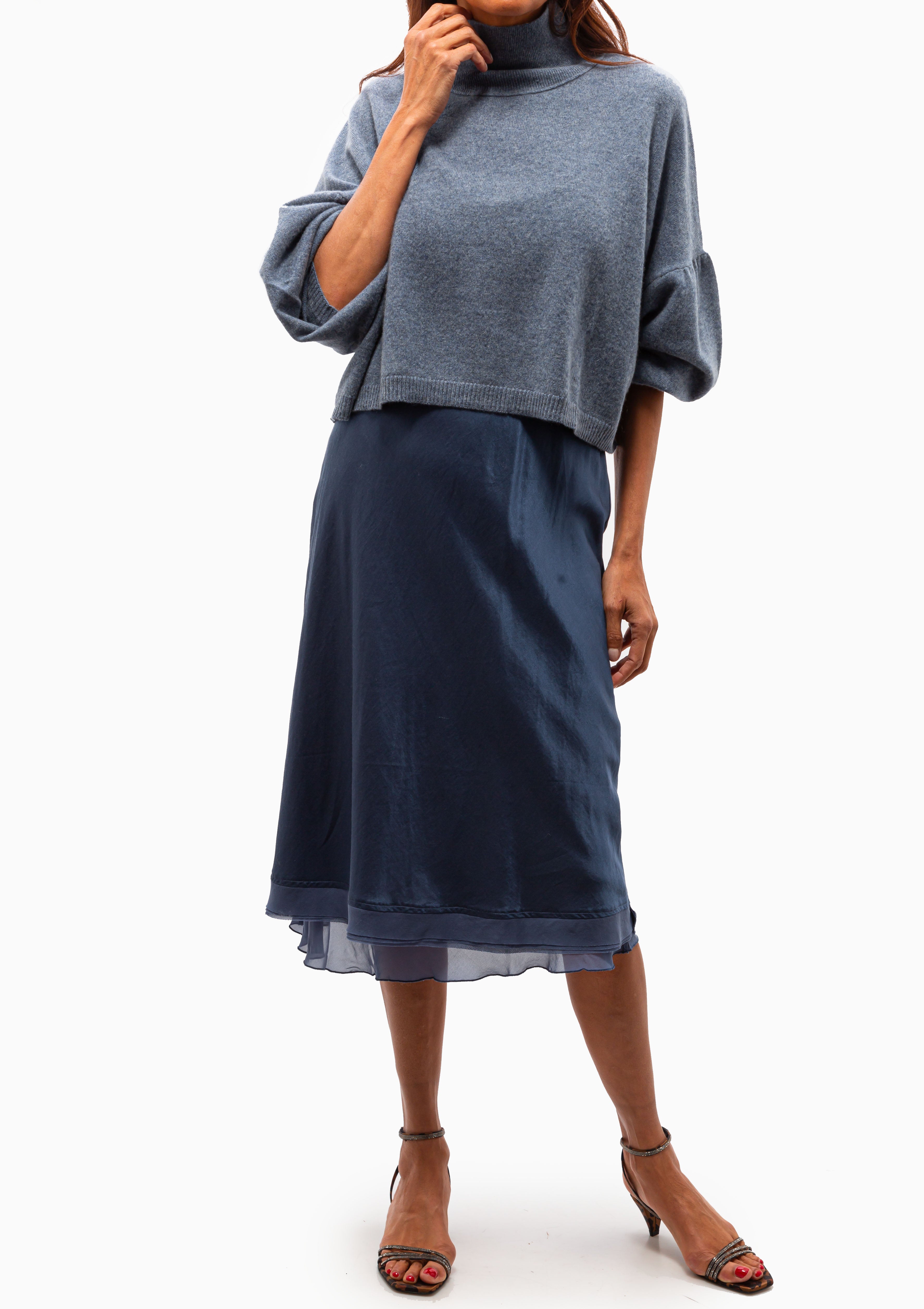 Classic Layered Slip With Chiffon | Denim