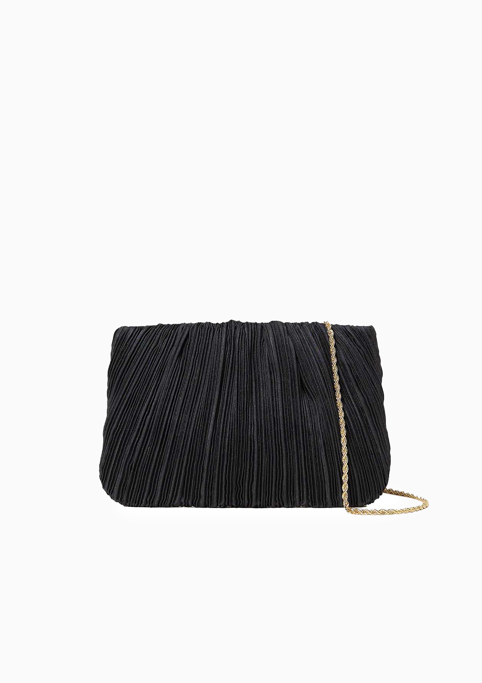 Brit Flat Pleated Clutch | Black