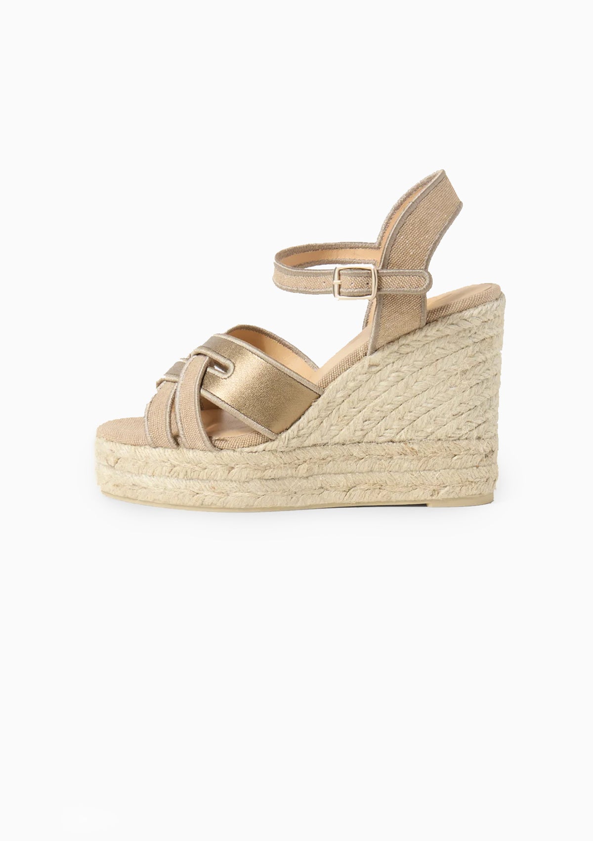 Bresa Leather Canvas Wedge 4" | Sand