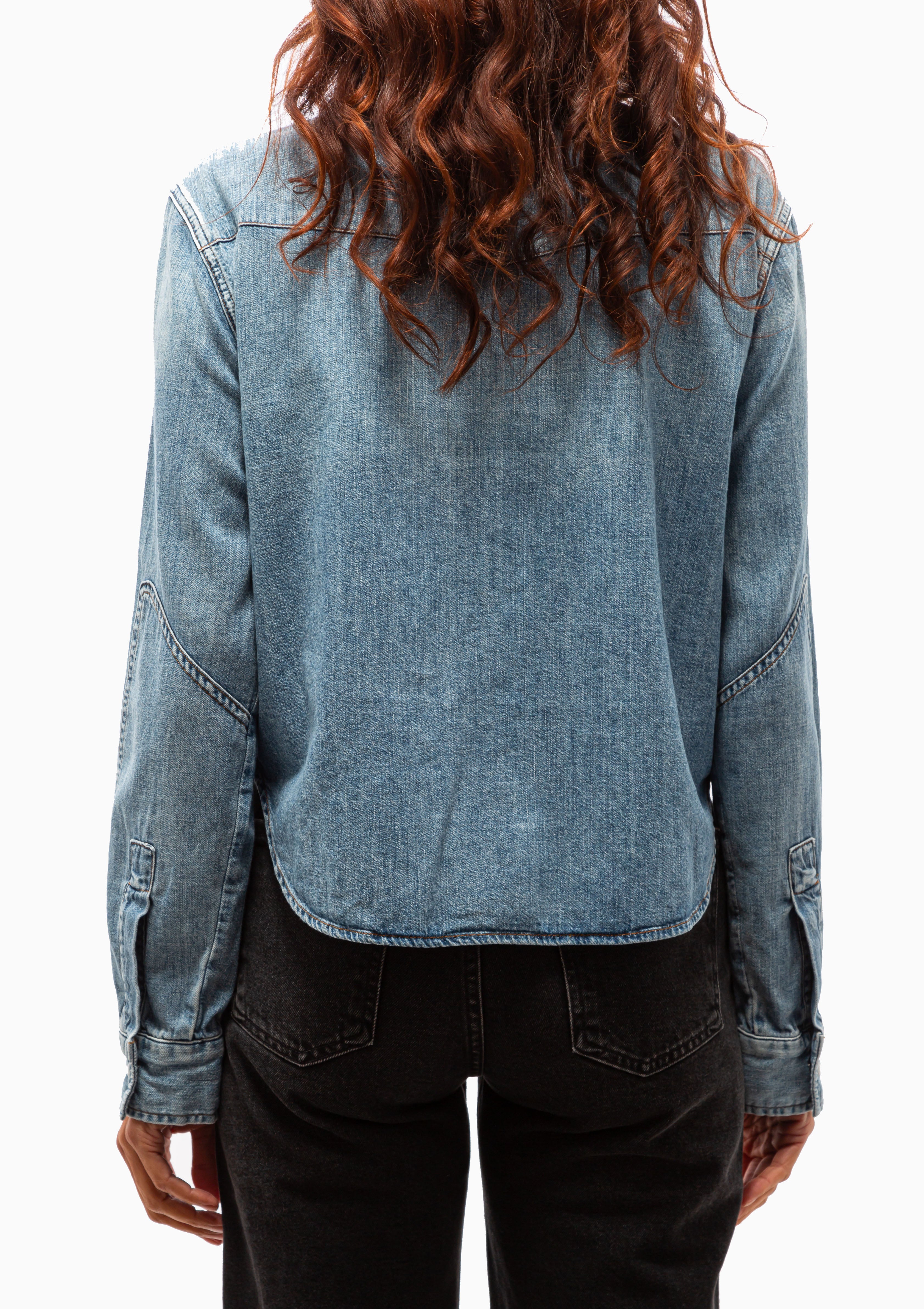 Cropped Western Shirt | Carolina Blue