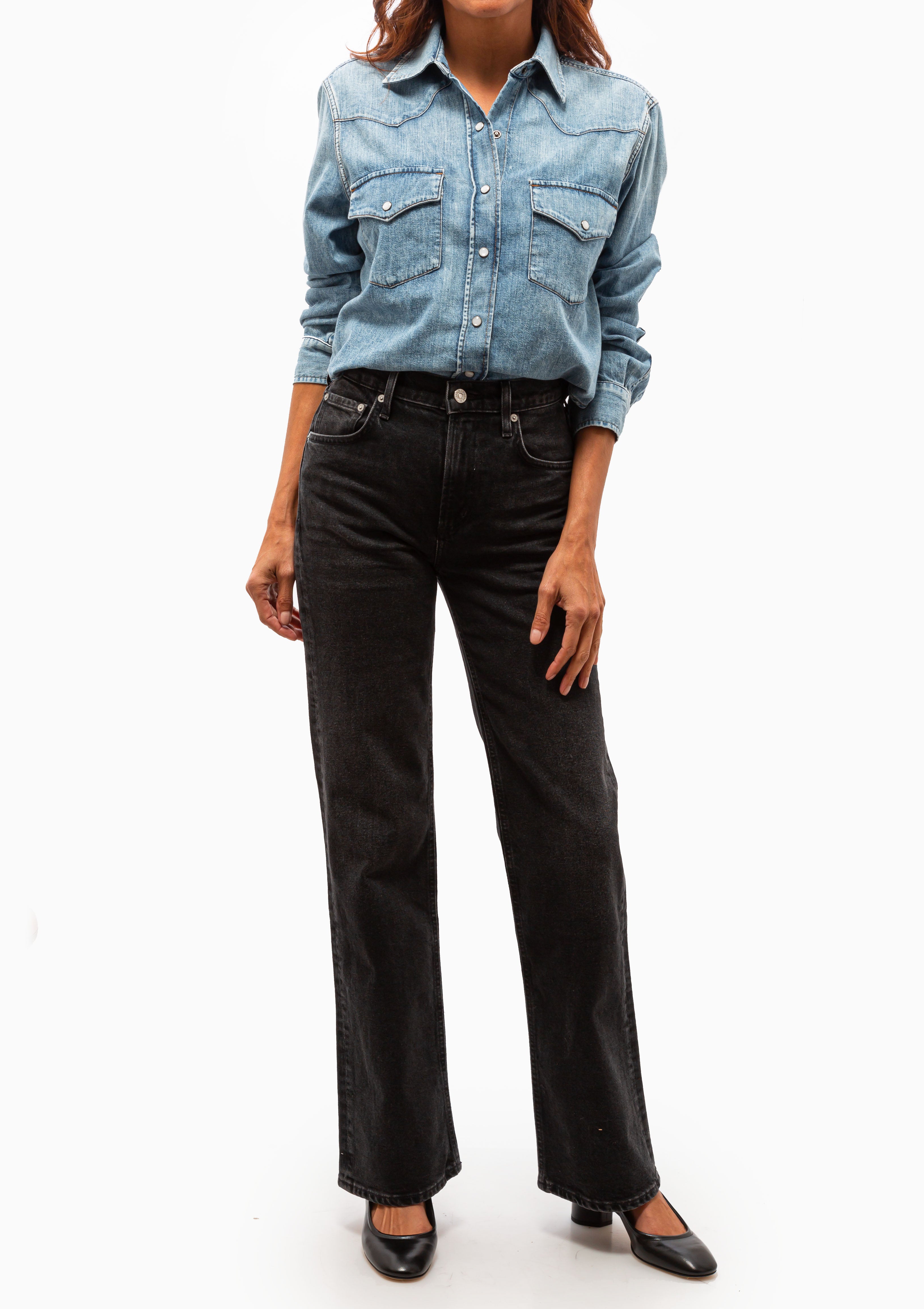 Cropped Western Shirt | Carolina Blue