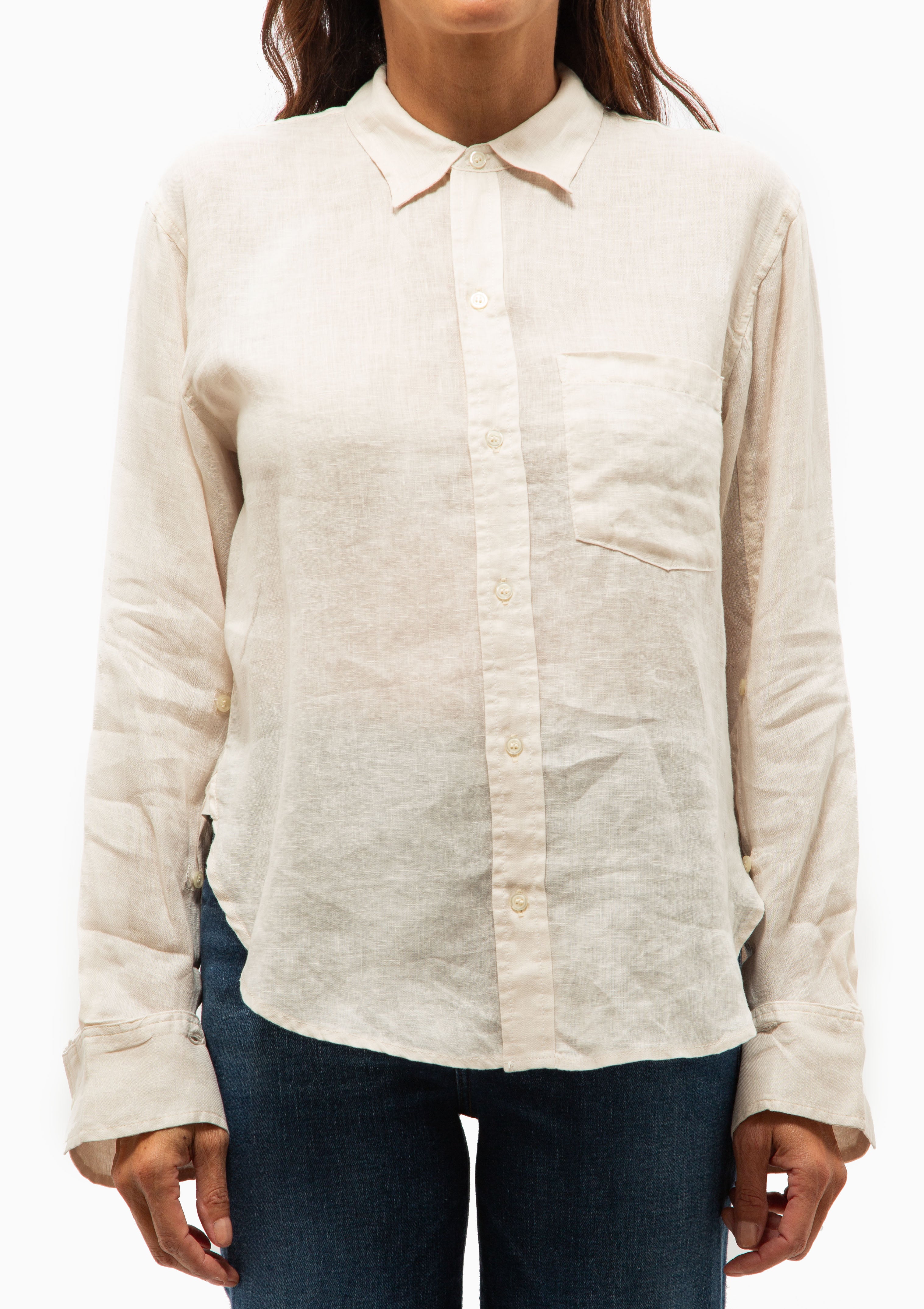 Kayla Shrunken Linen Shirt | Pale Stone