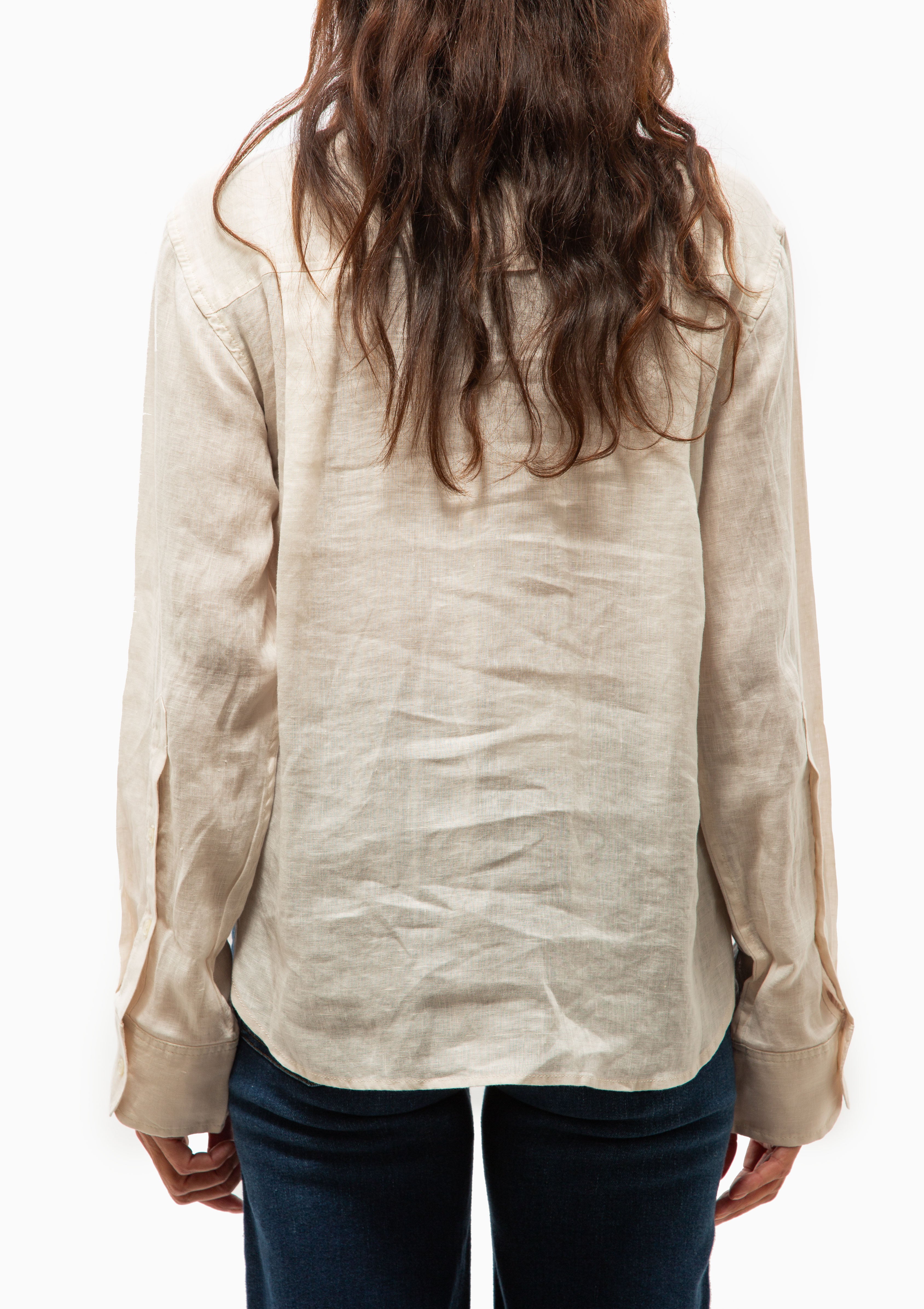 Kayla Shrunken Linen Shirt | Pale Stone