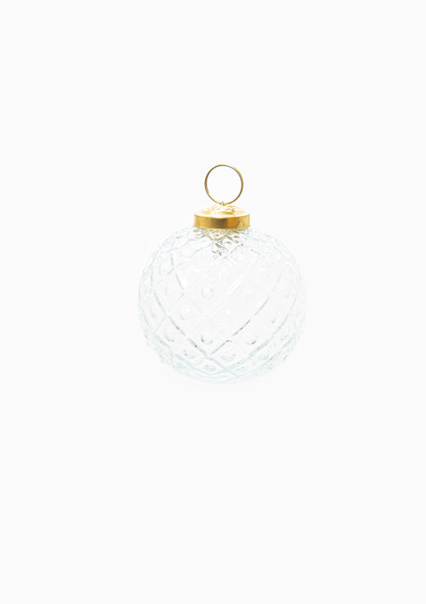 Clear Glass Globe Ornament | Diamond Dot