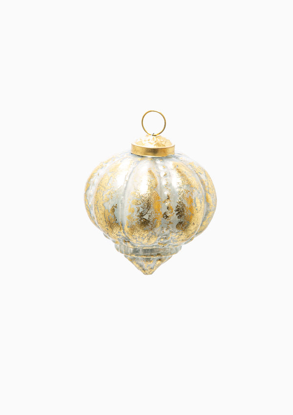 Crackled Gold Leaf Glass Ornament | Ornate Onion