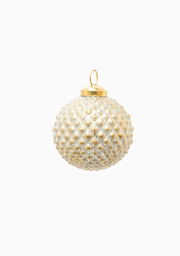 Crackled Gold Leaf Glass Ornament | Pinecone Globe
