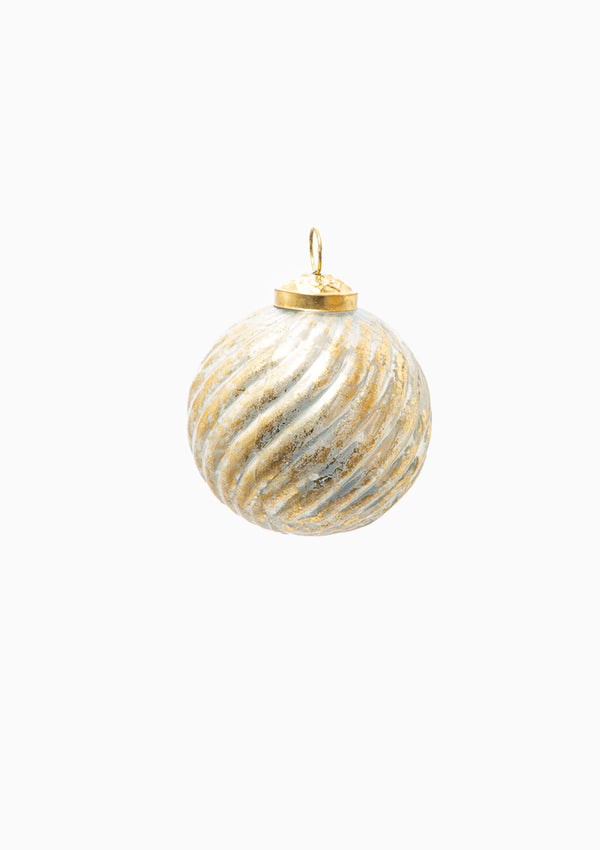 Crackled Gold Leaf Glass Ornament | Swirl Globe