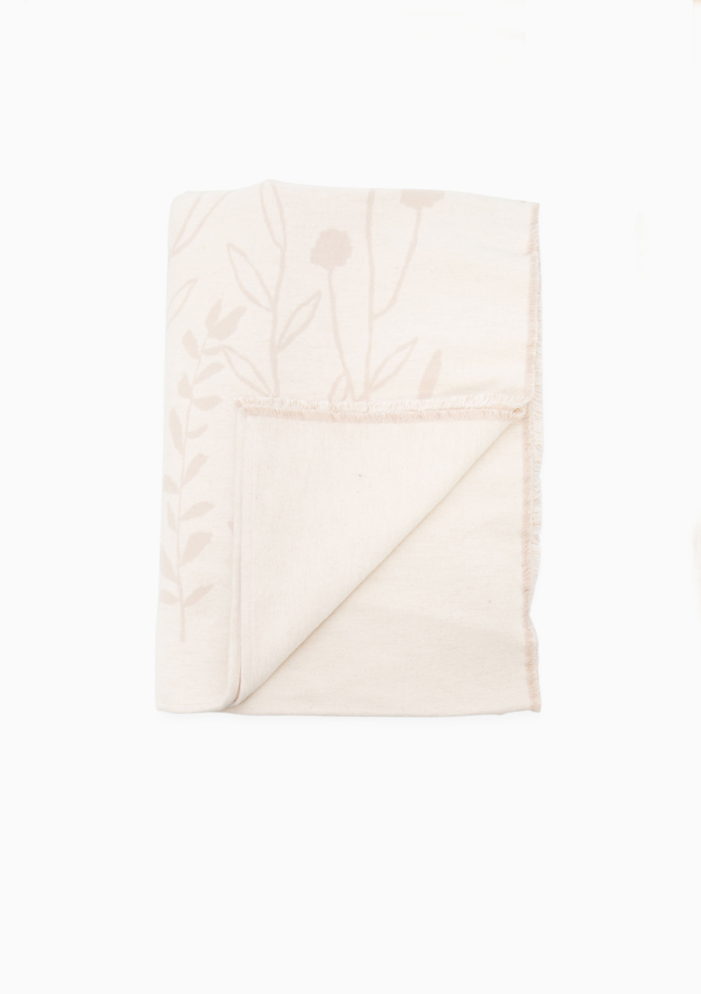 Amber Cotton Throw Floral | Off-White