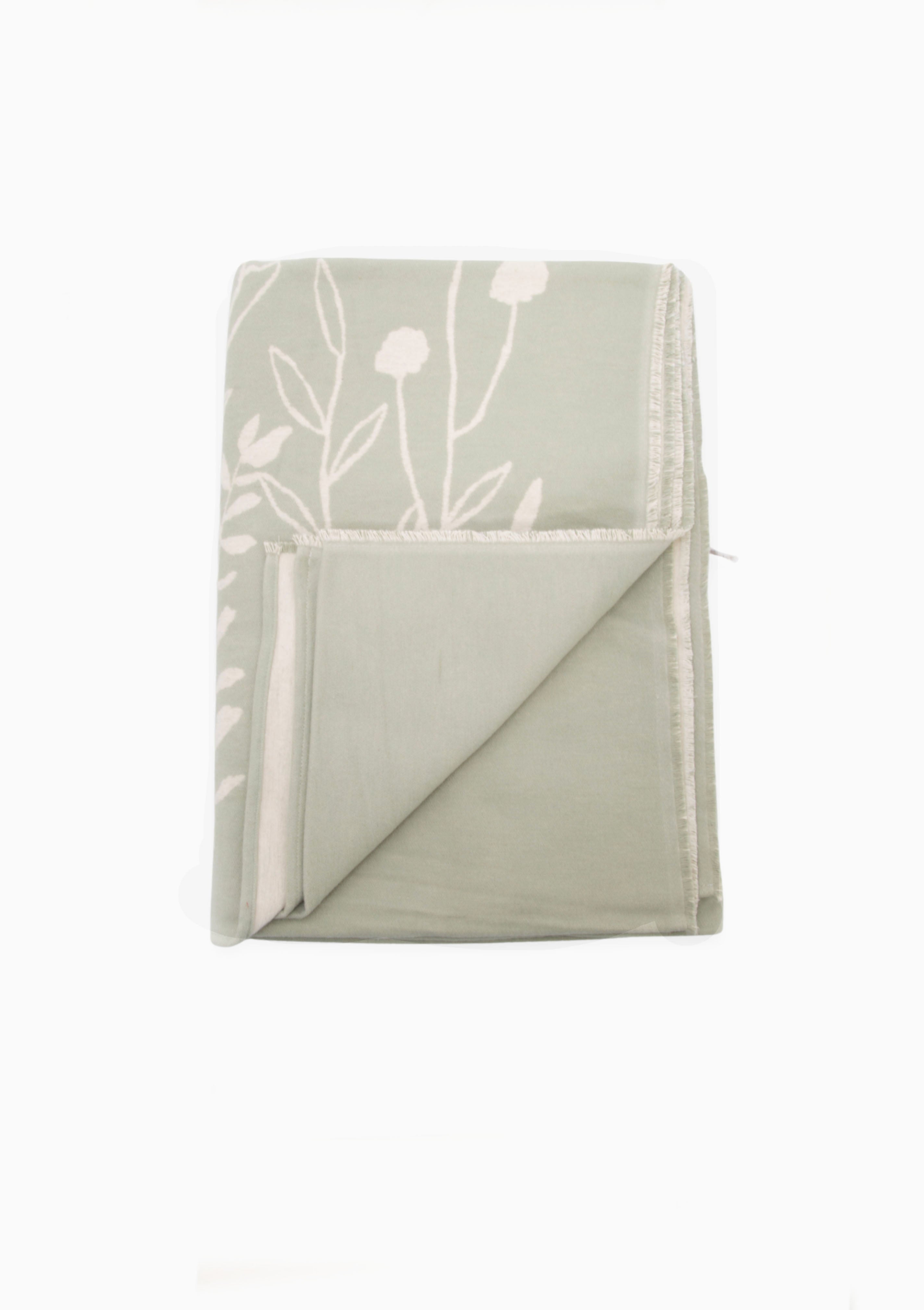 Amber Cotton Throw Floral | Light Green